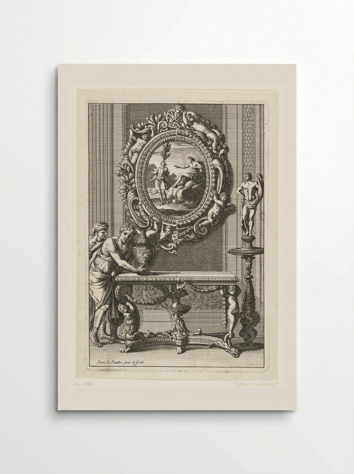 Ovale spiegel met Apollo en Cyparissus - Jean Lepautre - Poster