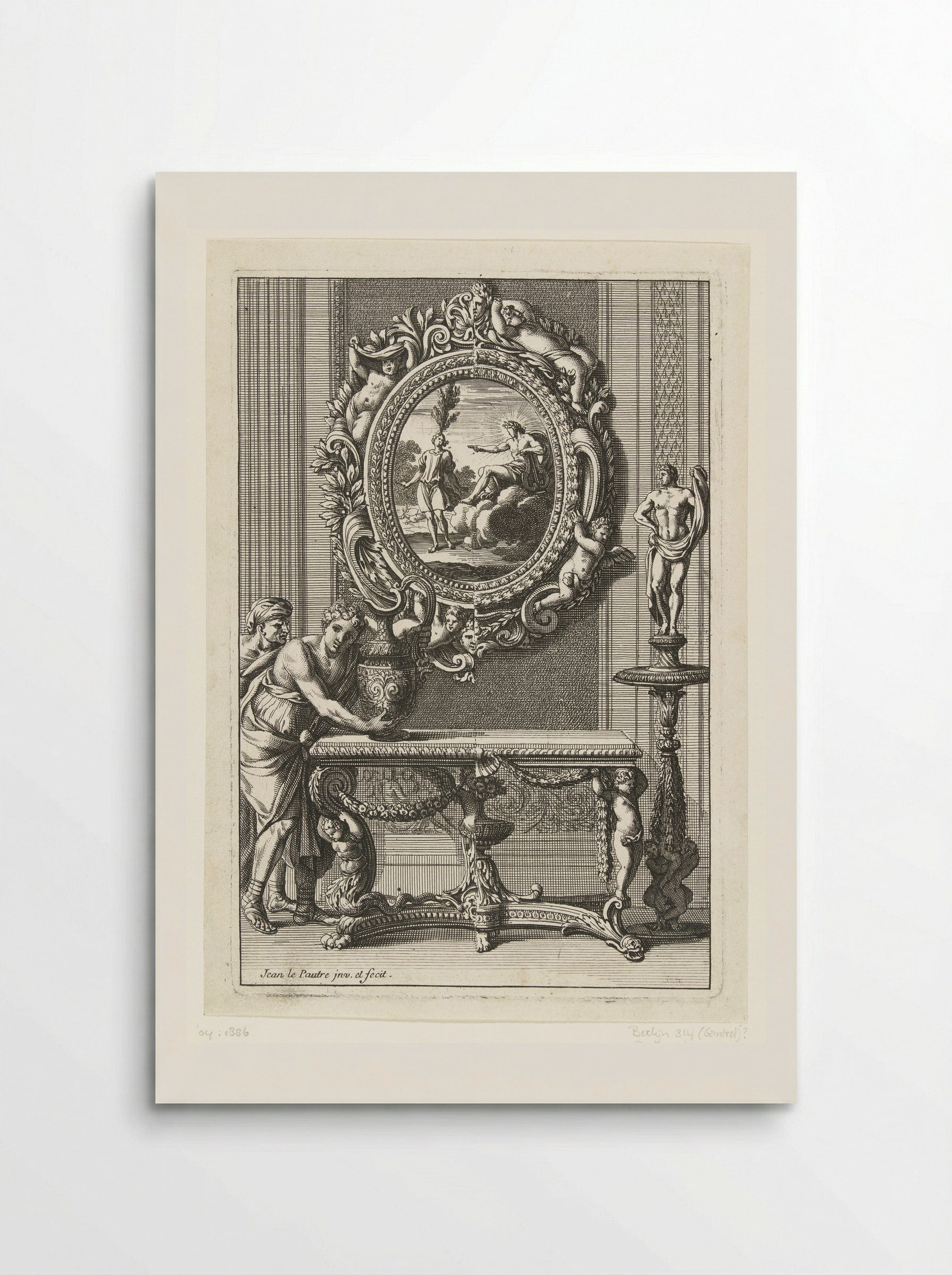 Ovale spiegel met Apollo en Cyparissus - Jean Lepautre - Poster