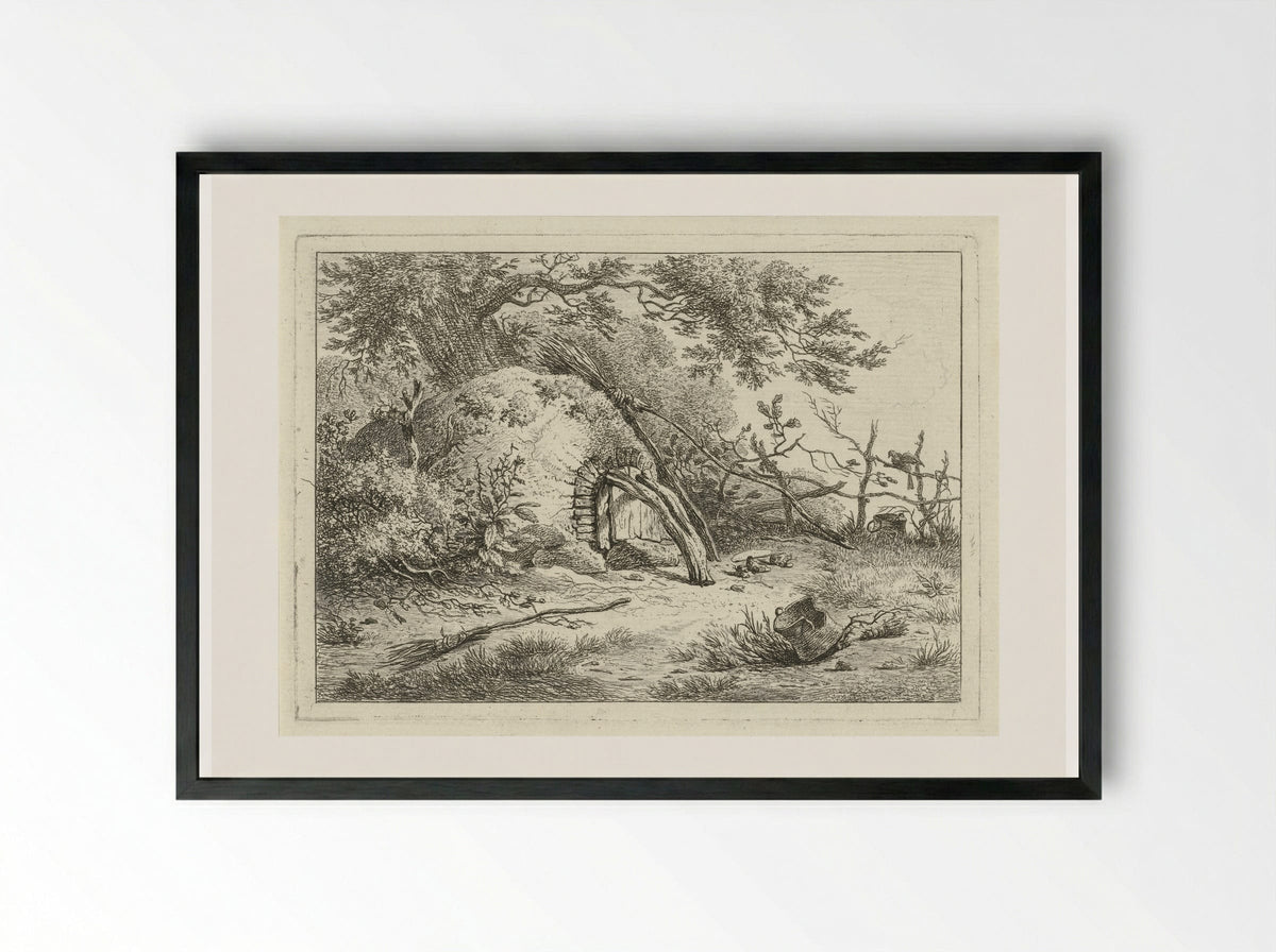 Oven met bezems - Hermanus Fock - Framed Print Black
