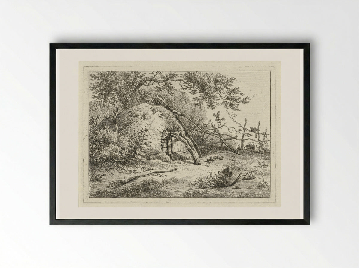 Oven met bezems - Hermanus Fock - Framed Print Black