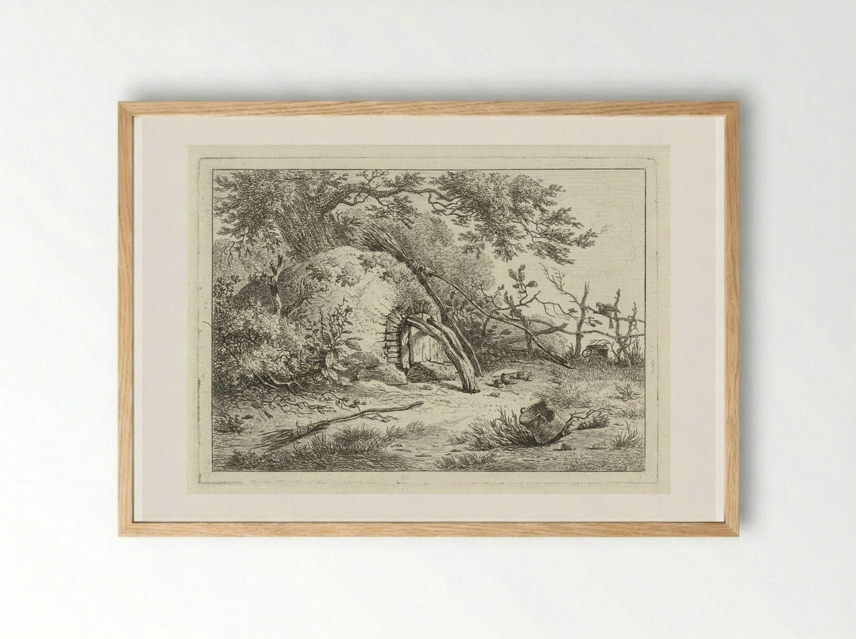 Oven met bezems - Hermanus Fock - Framed Print Wood