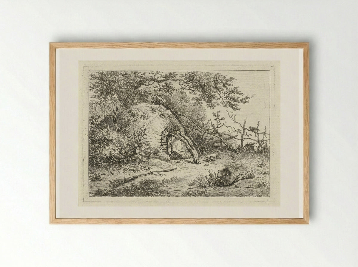 Oven met bezems - Hermanus Fock - Framed Print Wood