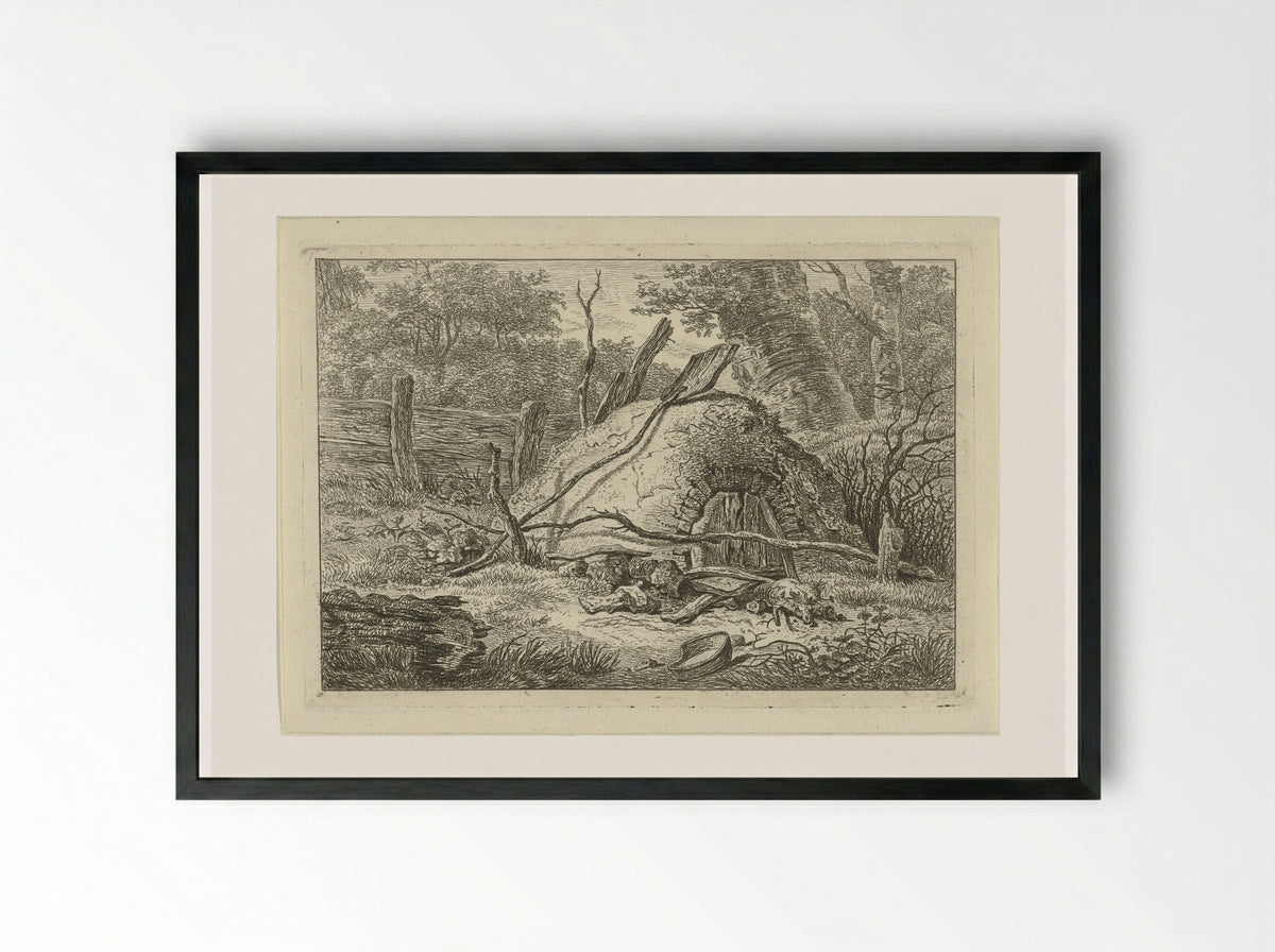 Oven met schop - Hermanus Fock - Framed Print Black