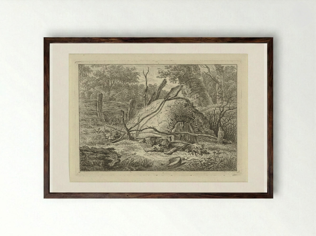 Oven met schop - Hermanus Fock - Framed Print Dark Wood