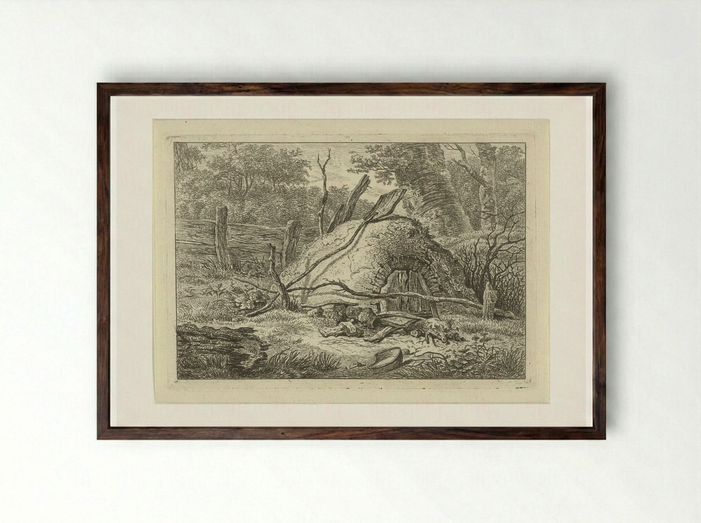 Oven met schop - Hermanus Fock - Framed Print Dark Wood