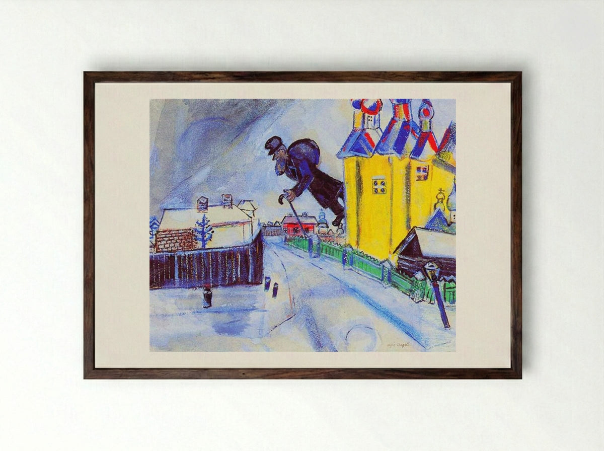 Over Vitebsk - Marc Chagall - Framed Print Dark Wood