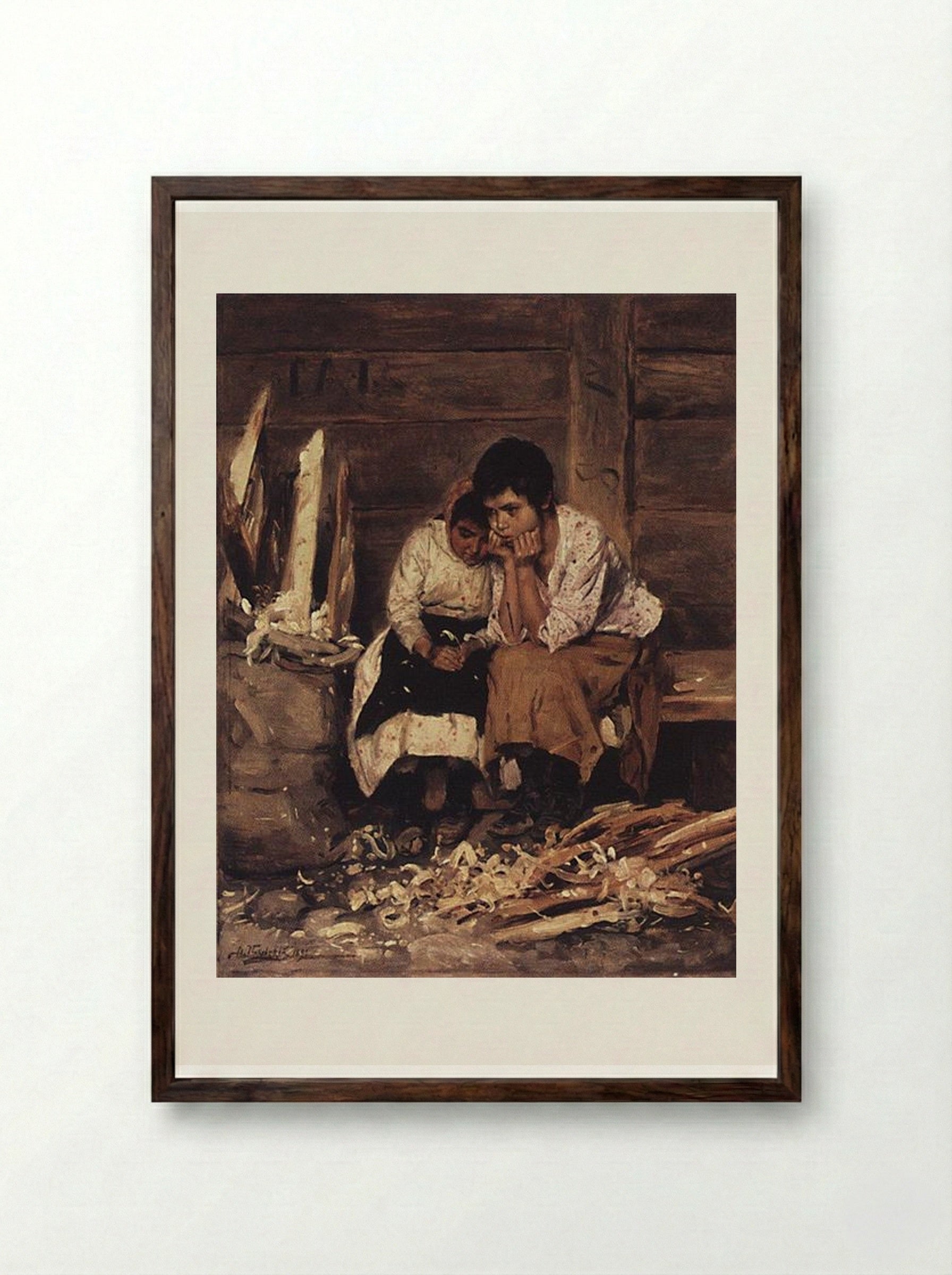 Over the Chips - Vladimir Makovsky - Framed Print Dark Wood