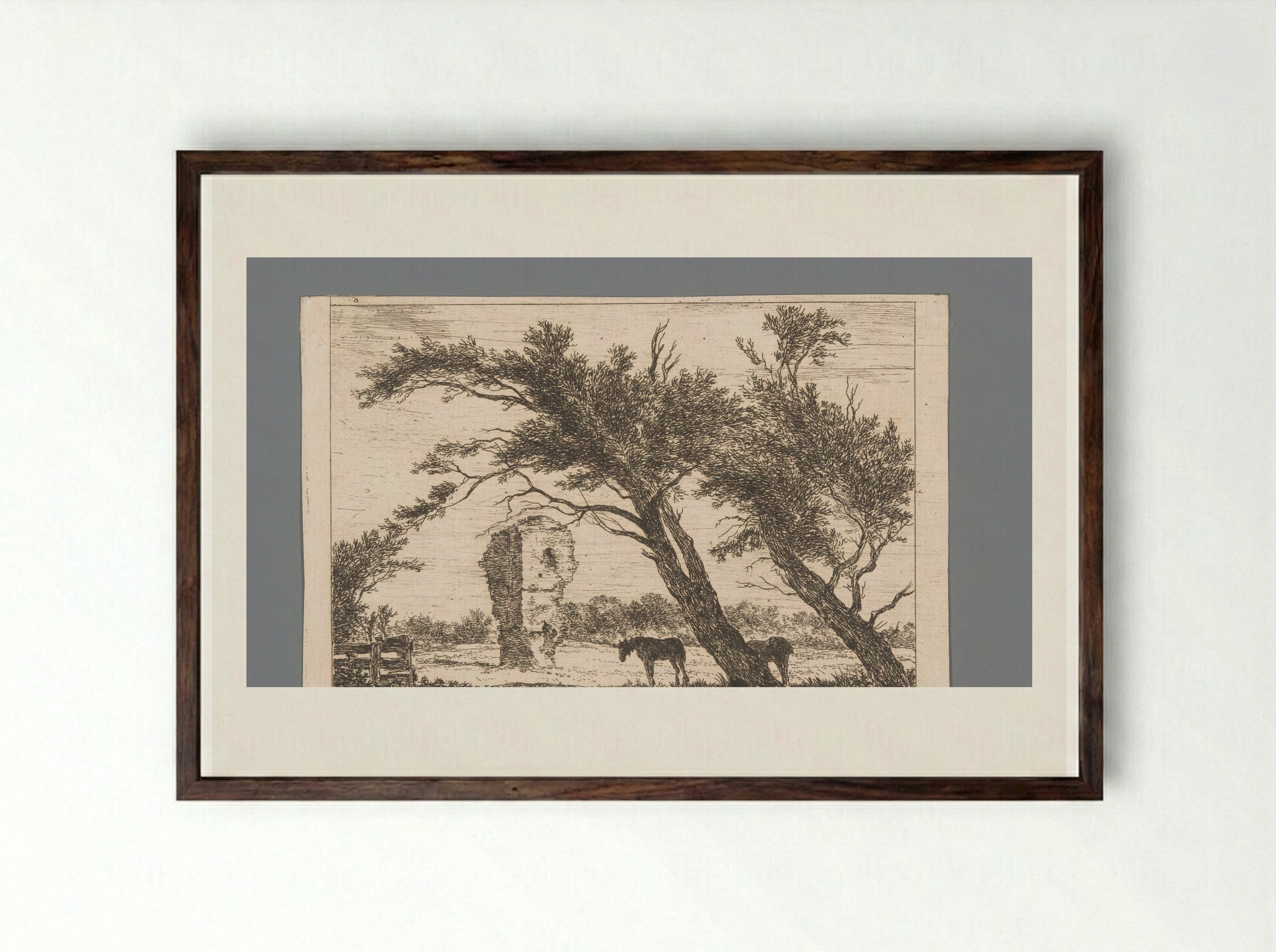 Overblijfselen van het huis van Gerard van Velsen - Hermanus van Brussel - Framed Print Dark Wood