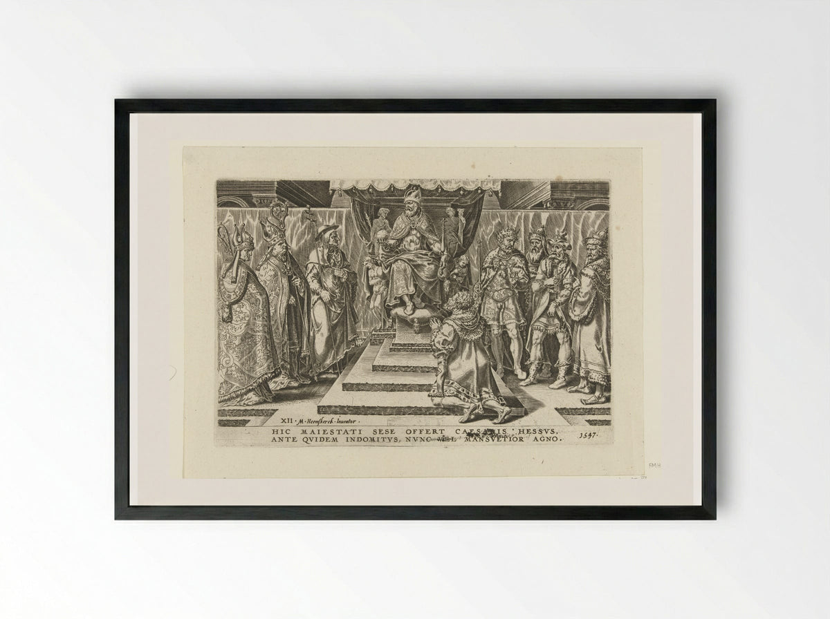 Overgave van de landgraaf van Hessen - Dirck Volckertsz. Coornhert - Framed Print Black
