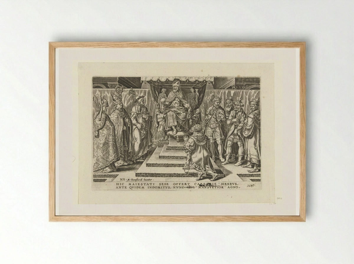 Overgave van de landgraaf van Hessen - Dirck Volckertsz. Coornhert - Framed Print Wood