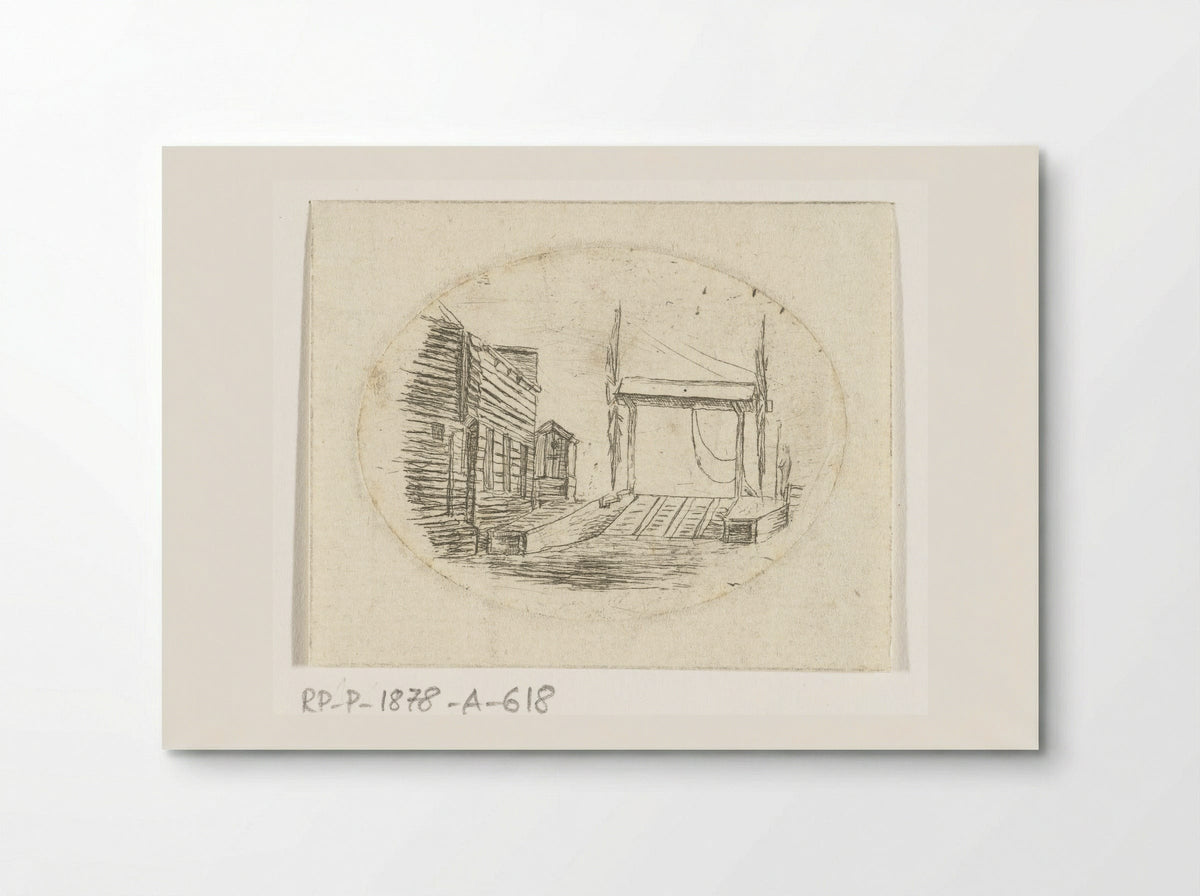 Overhaal naast een rij huizen - Johannes Ludovicus van den Bos - Poster