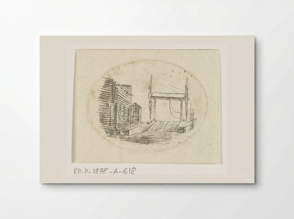 Overhaal naast een rij huizen - Johannes Ludovicus van den Bos - Poster