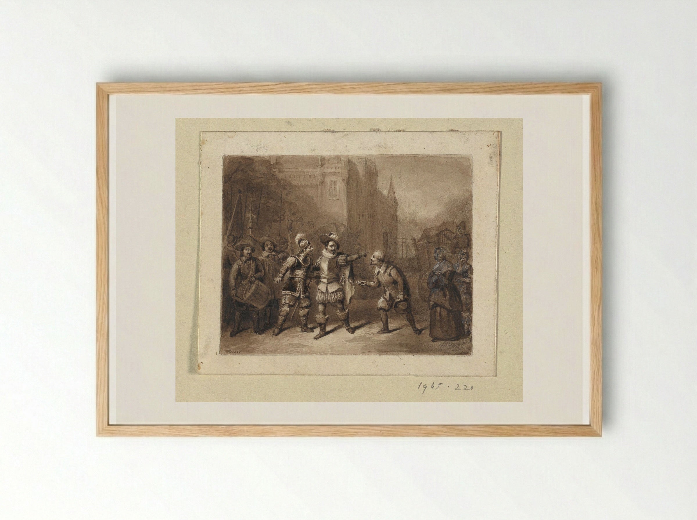 Overhandiging van de sleutel van Huis ter Eem aan Spaanse soldaten - Johann Wilhelm Kaiser - Framed Print Wood