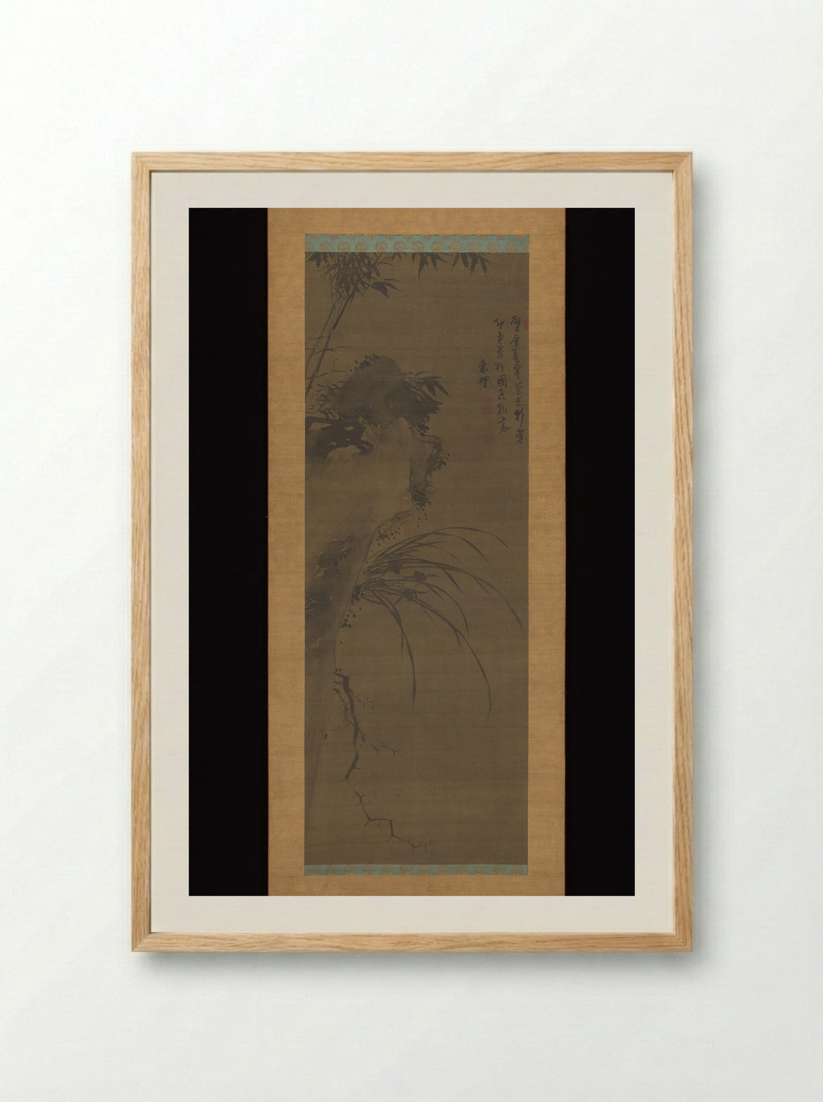 Overhanging Cliff with Bamboo and Orchid - Kwon Dong-yu - Framed Print Wood
