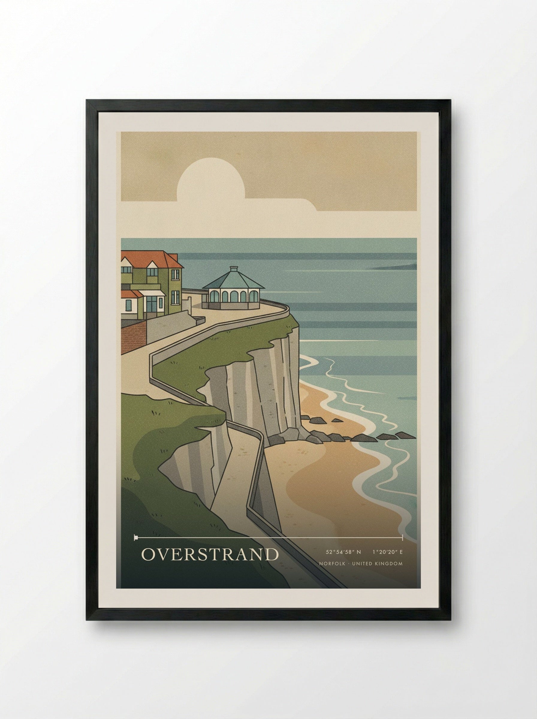 Overstrand Norfolk United Kingdom Travel Poster - Framed Print Black