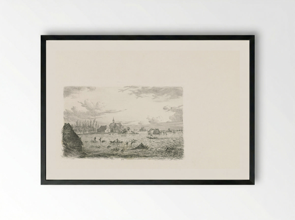 Overstroming te Kessel - George Andries Roth - Framed Print Black