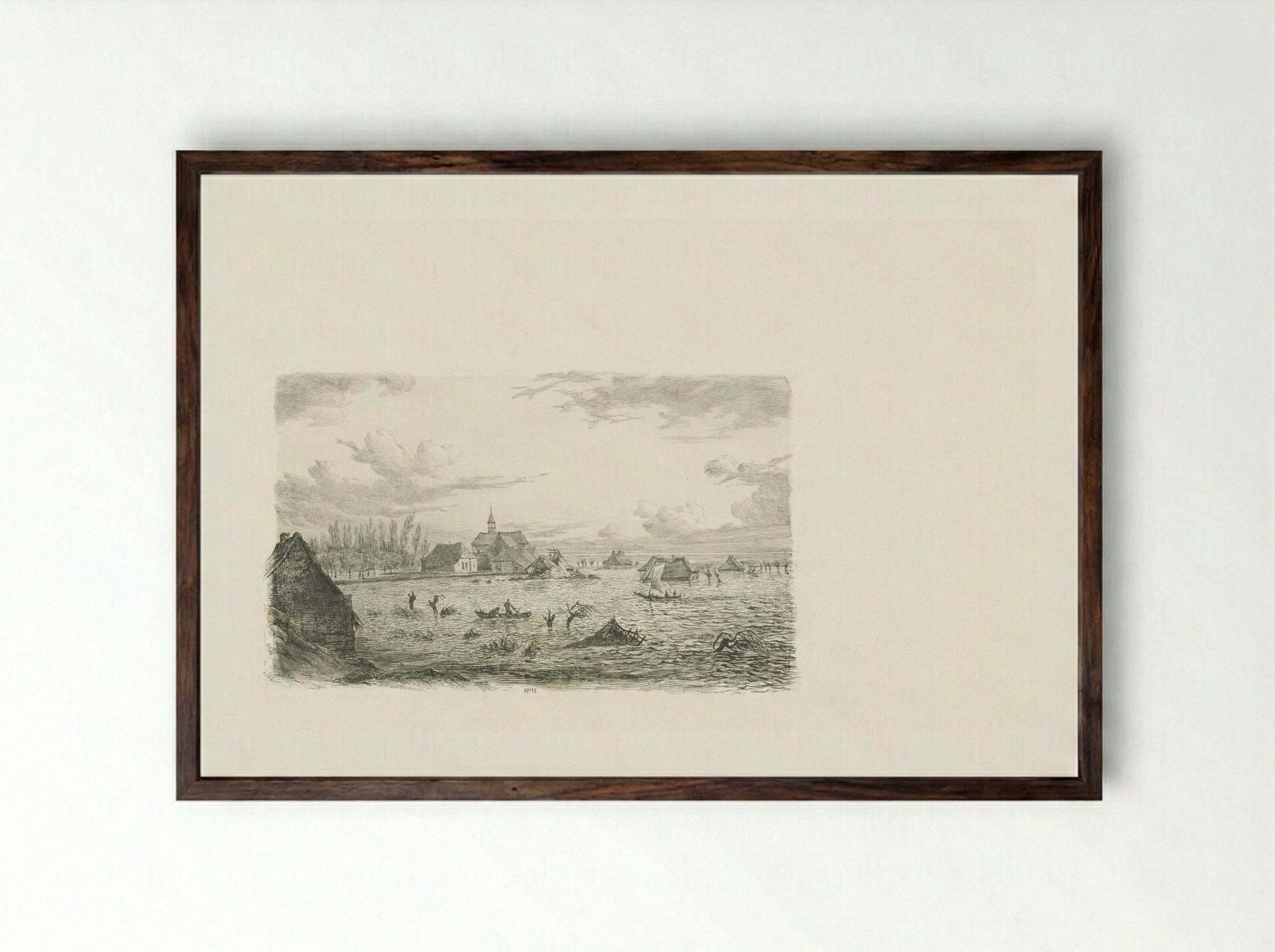 Overstroming te Kessel - George Andries Roth - Framed Print Dark Wood