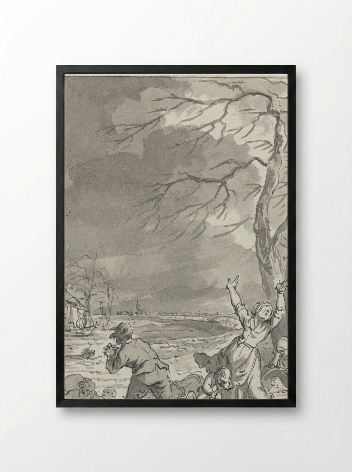 Overstroming van de Rijndijk in Gelderland, 1770 - Jacobus Buys - Framed Print Black