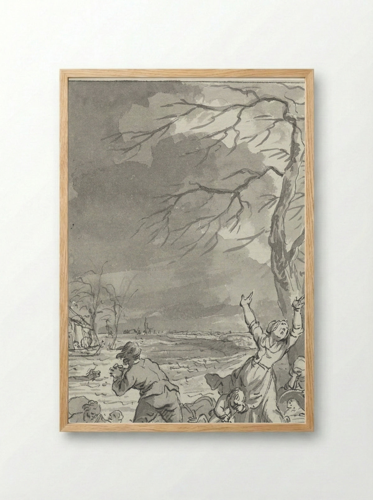Overstroming van de Rijndijk in Gelderland, 1770 - Jacobus Buys - Framed Print Wood