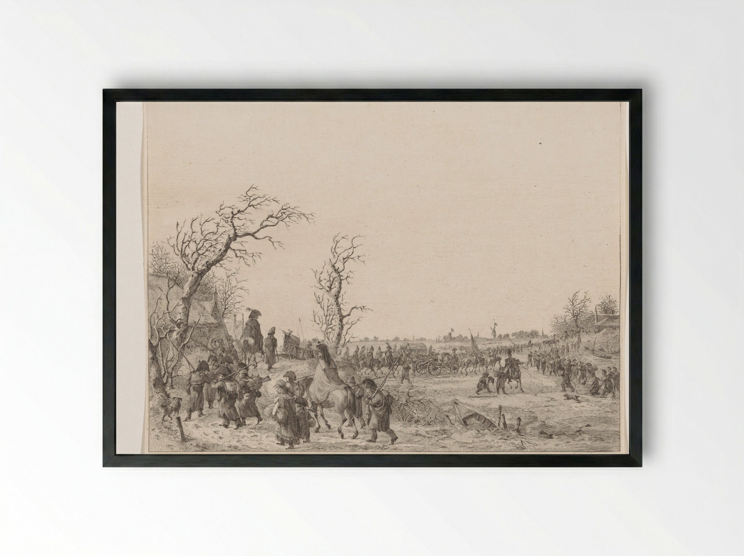 Overtocht van de Franse troepen over de Waal in januari 1795 - Joannes Bemme - Framed Print Black