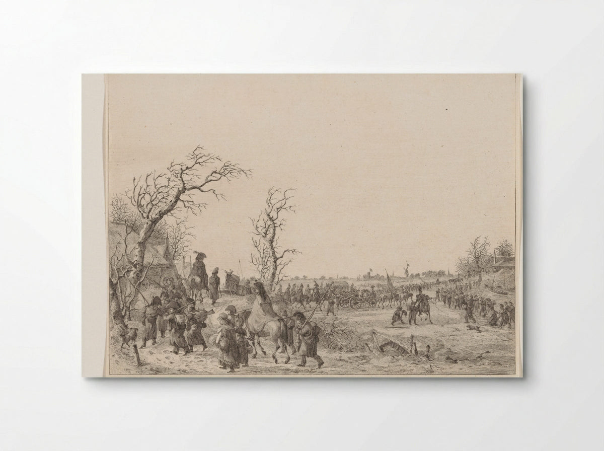 Overtocht van de Franse troepen over de Waal in januari 1795 - Joannes Bemme - Poster