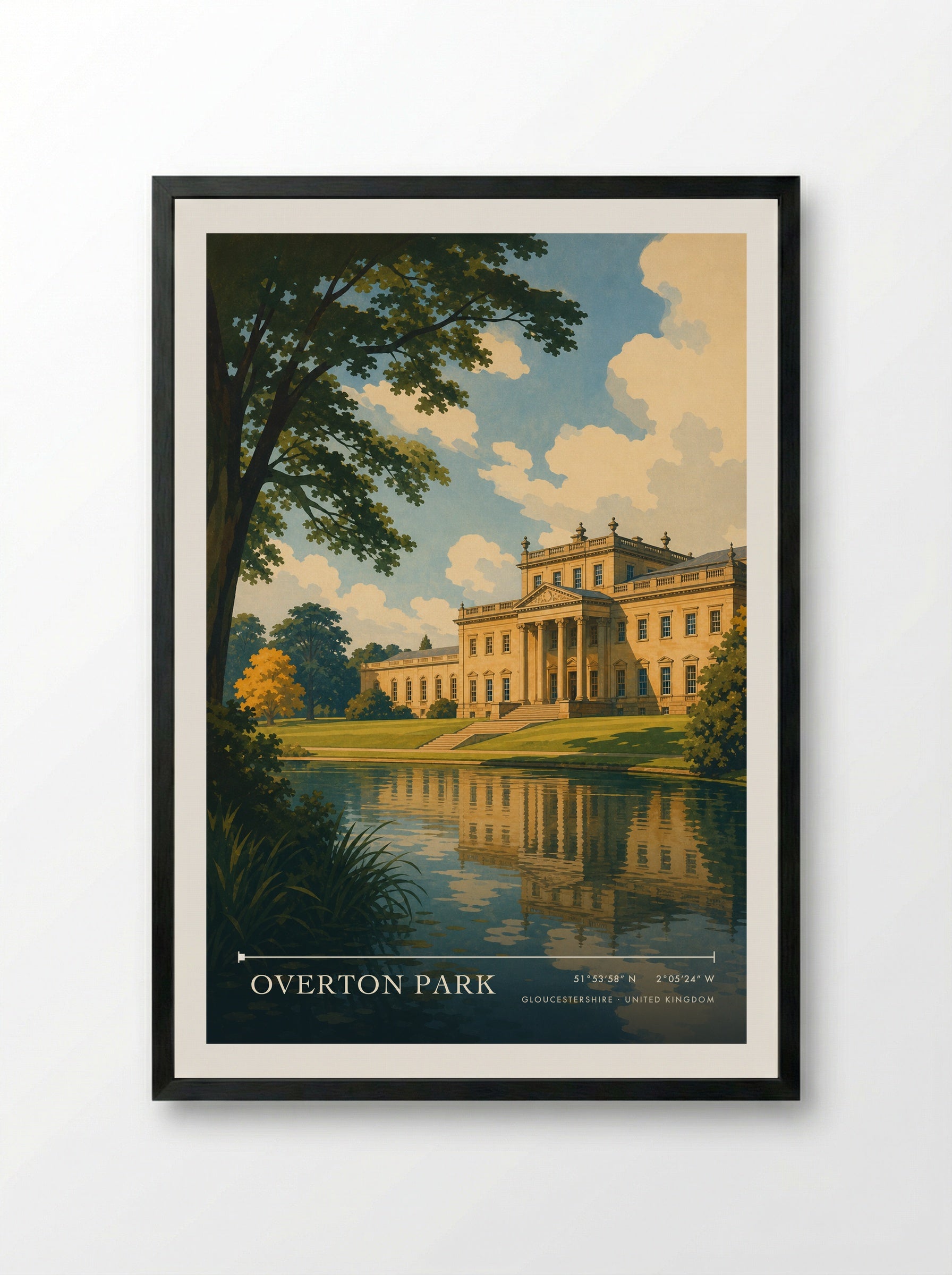 Overton Park Gloucestershire United Kingdom Travel Poster - Framed Print Black