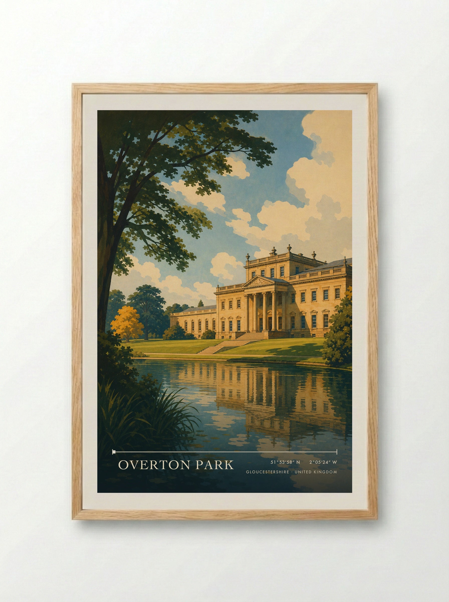 Overton Park Gloucestershire United Kingdom Travel Poster - Framed Print Wood