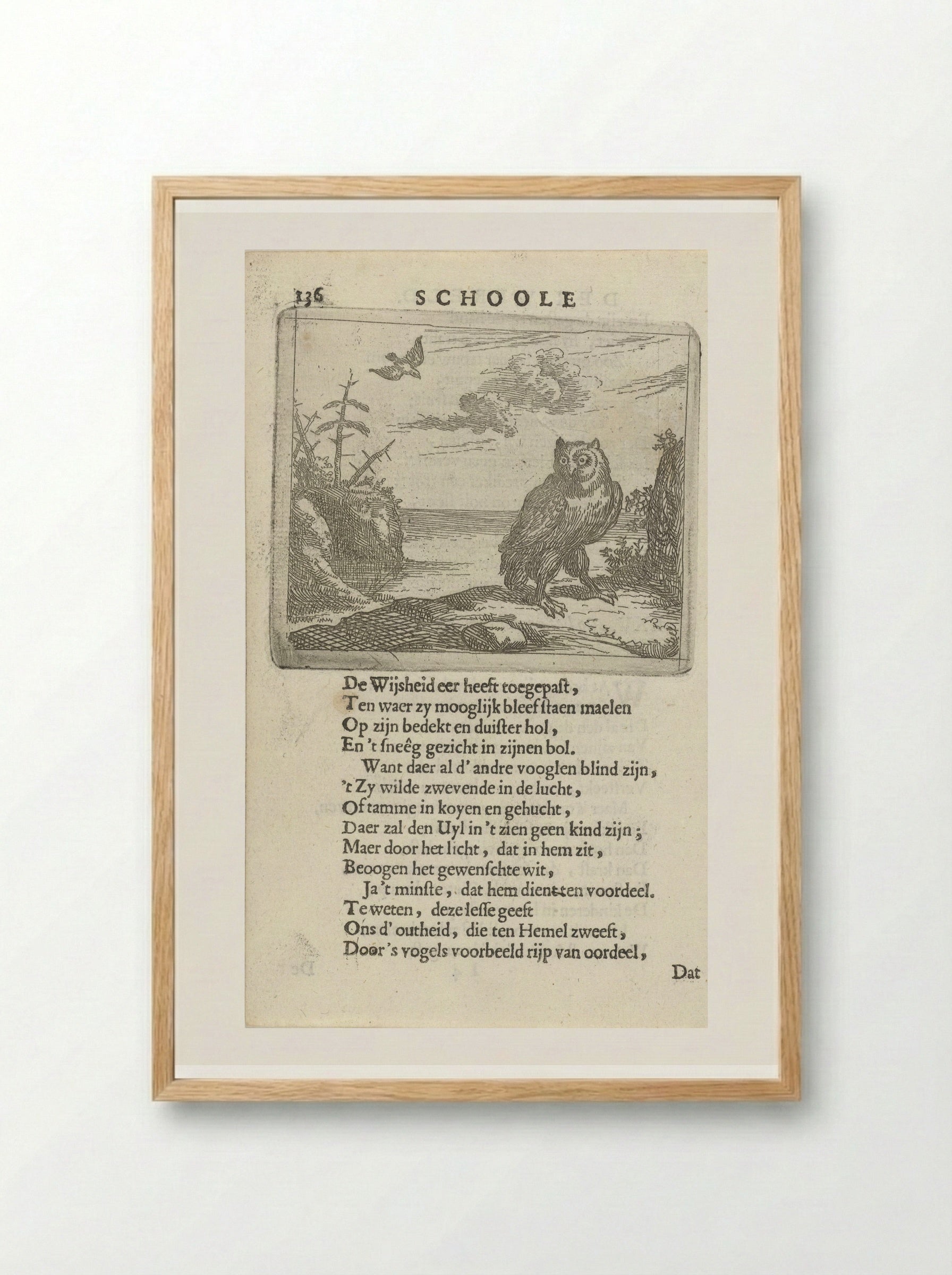 Owl in a Wide Landscape - Arnold Houbraken - Framed Print Wood