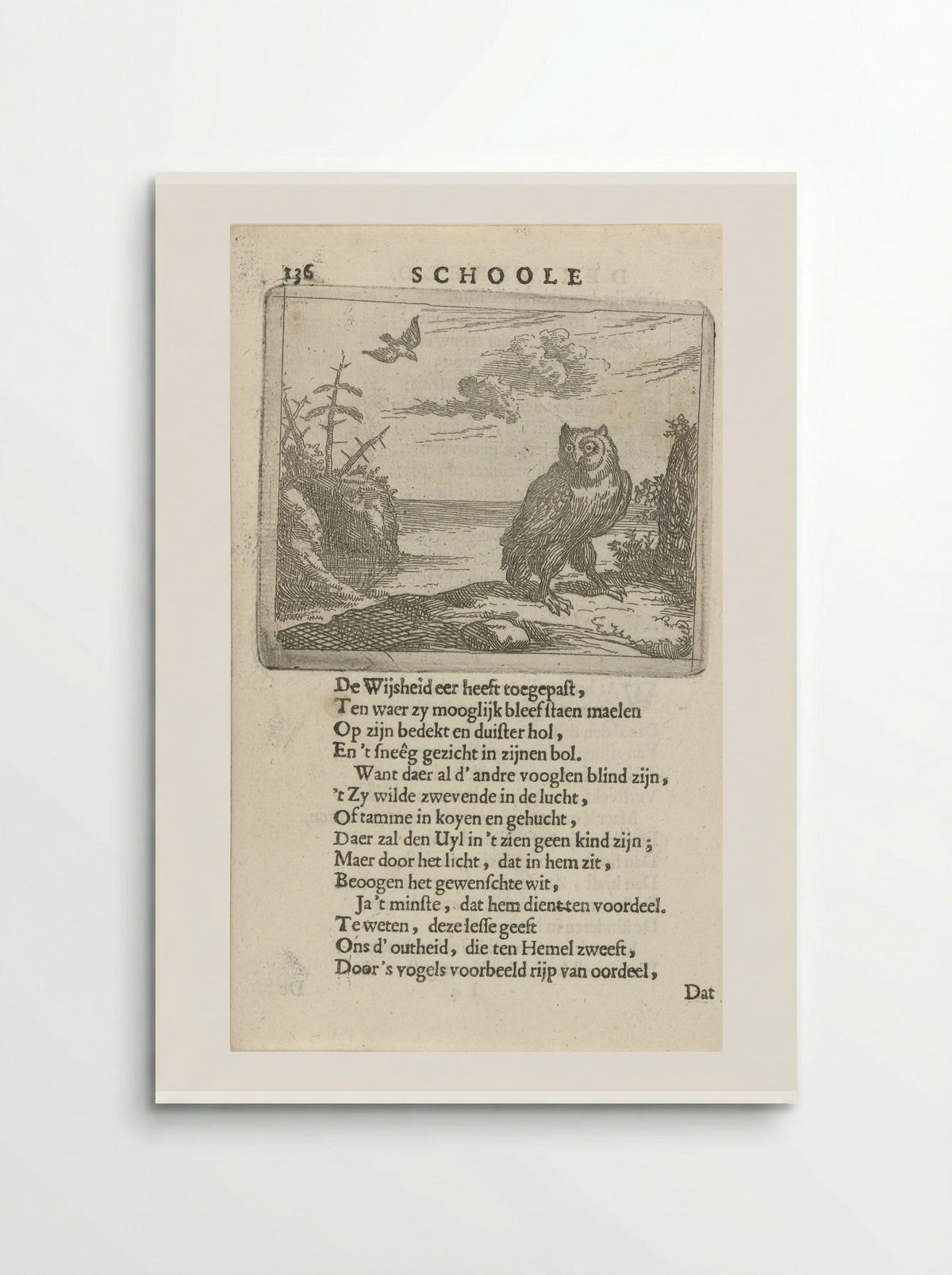 Owl in a Wide Landscape - Arnold Houbraken - Poster