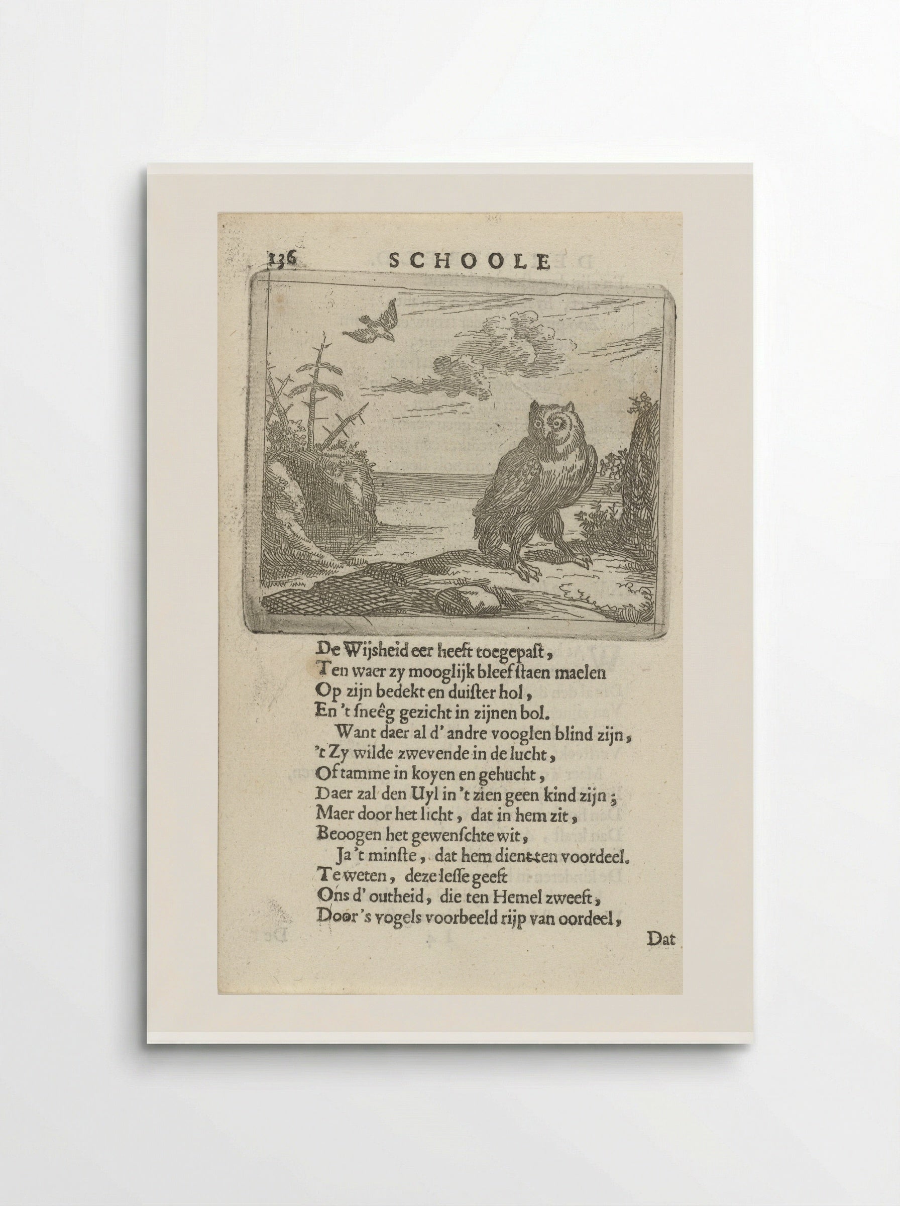 Owl in a Wide Landscape - Arnold Houbraken - Poster