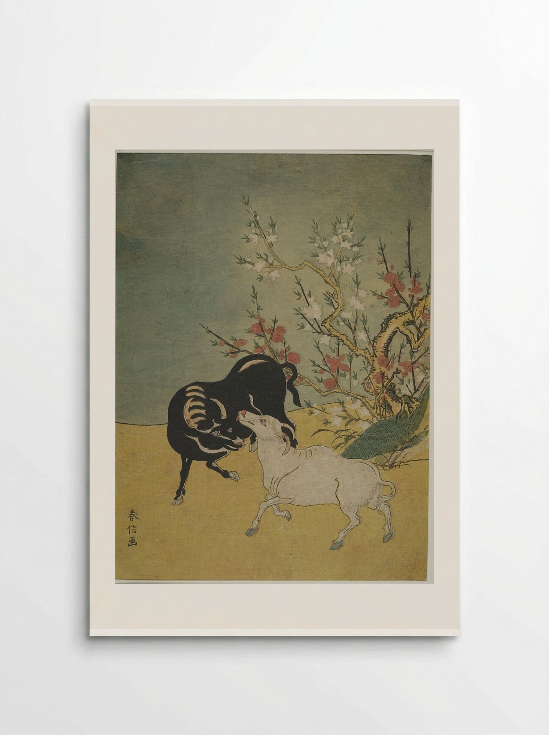 Oxen and Plum Trees - Suzuki Harunobu - Poster