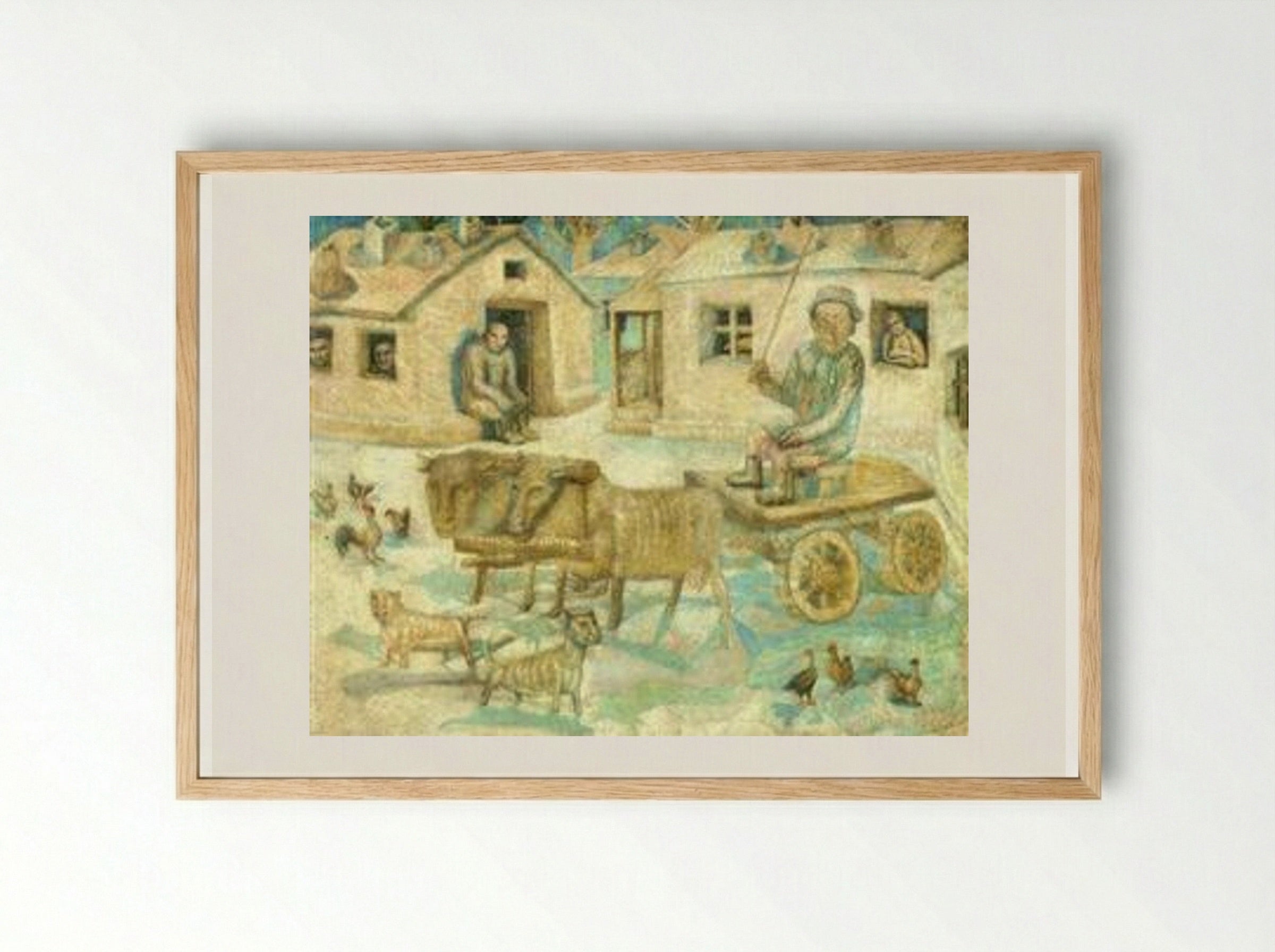 Oxen. Scene from the Life of Savages - Pavel Filonov - Framed Print Wood