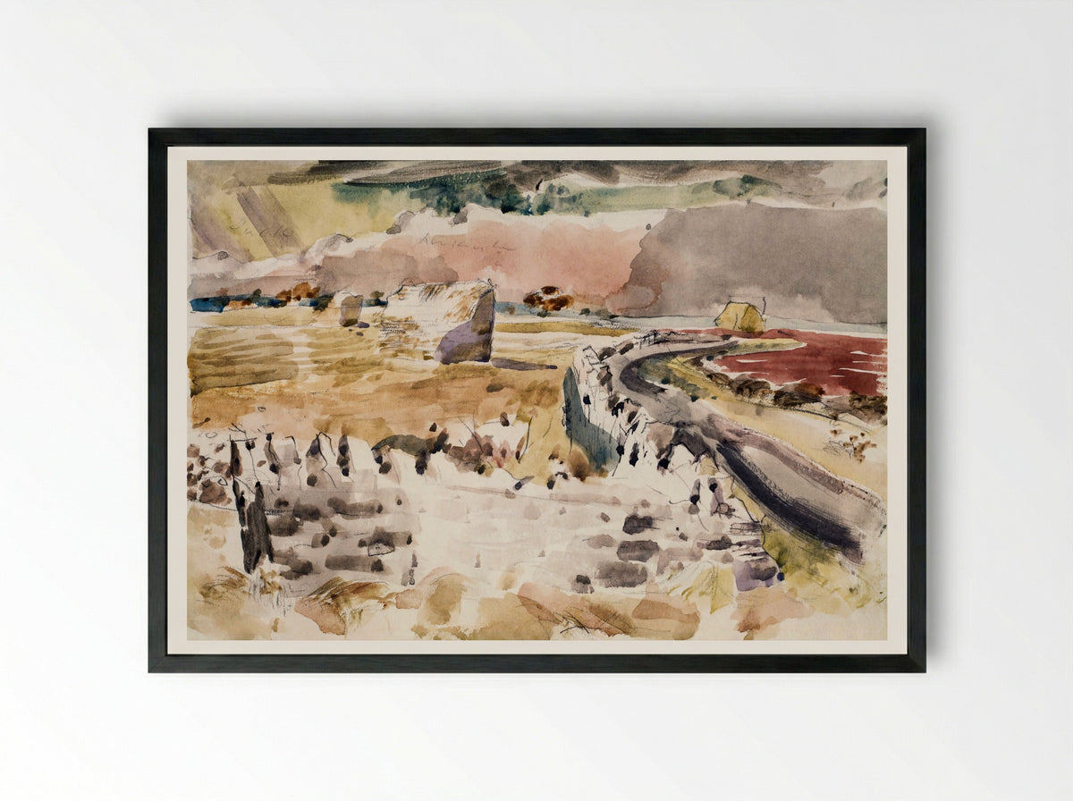 Oxfordshire Landscape - Paul Nash - Framed Print Black
