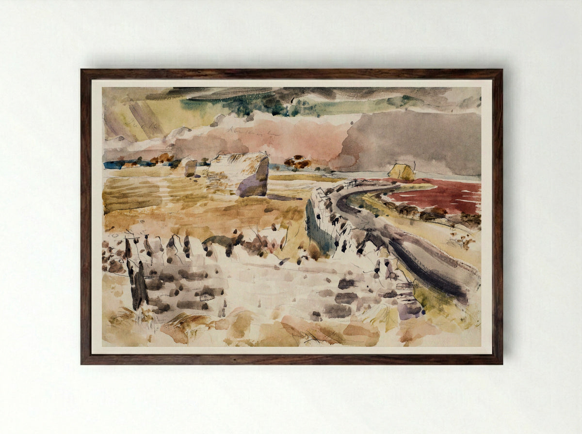 Oxfordshire Landscape - Paul Nash - Framed Print Dark Wood