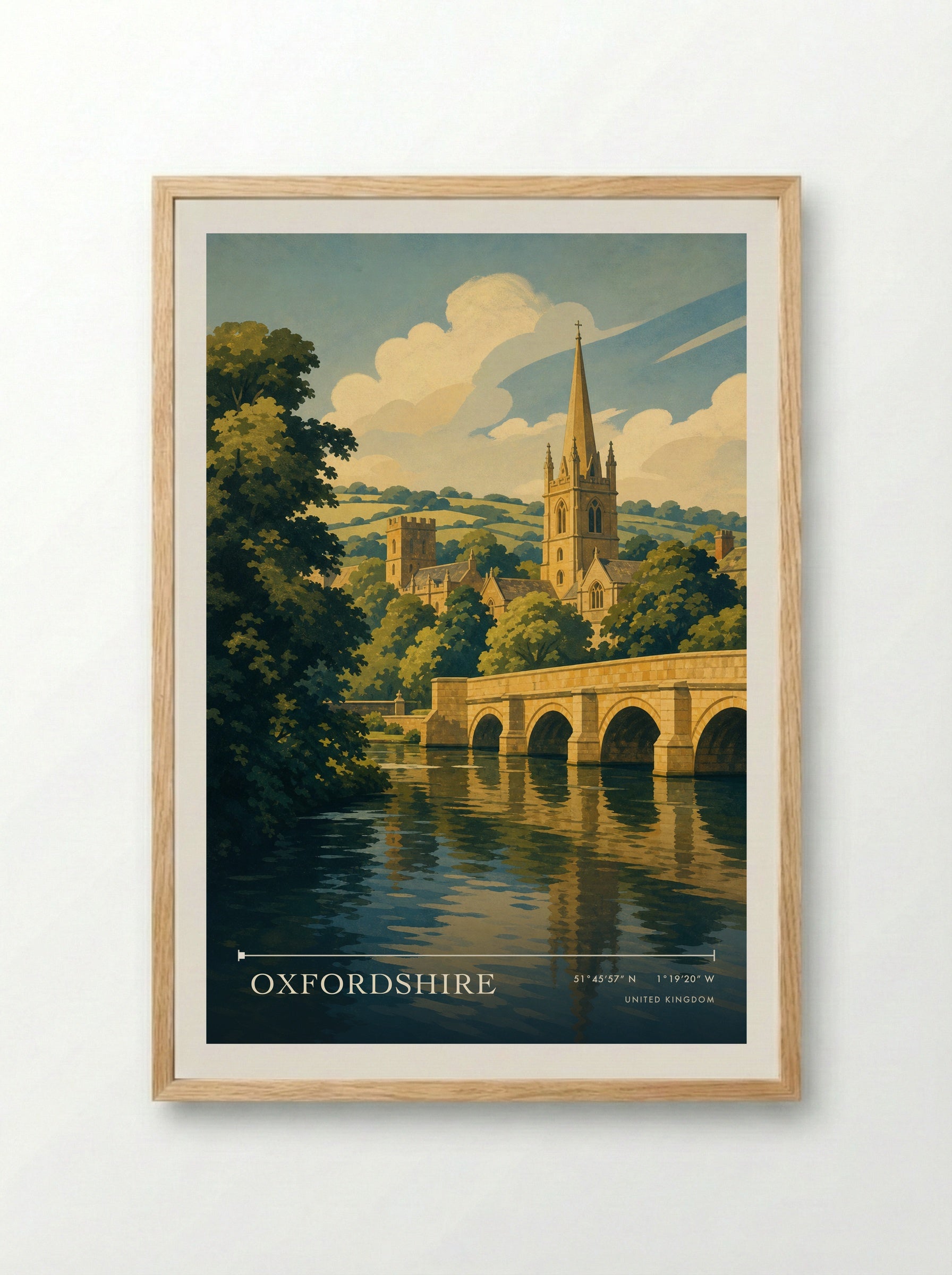 Oxfordshire United Kingdom Travel Poster - Framed Print Wood