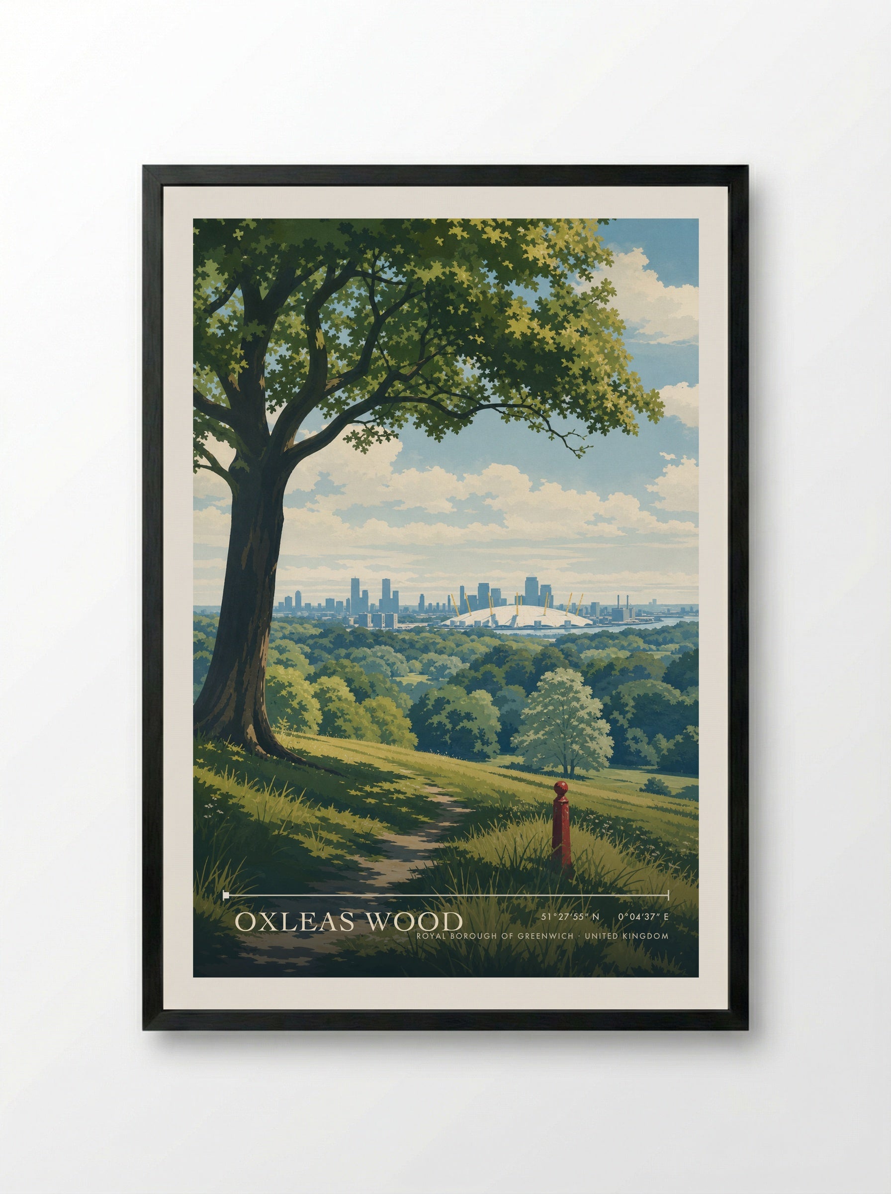 Oxleas Wood Royal Borough of Greenwich United Kingdom Travel Poster - Framed Print Black