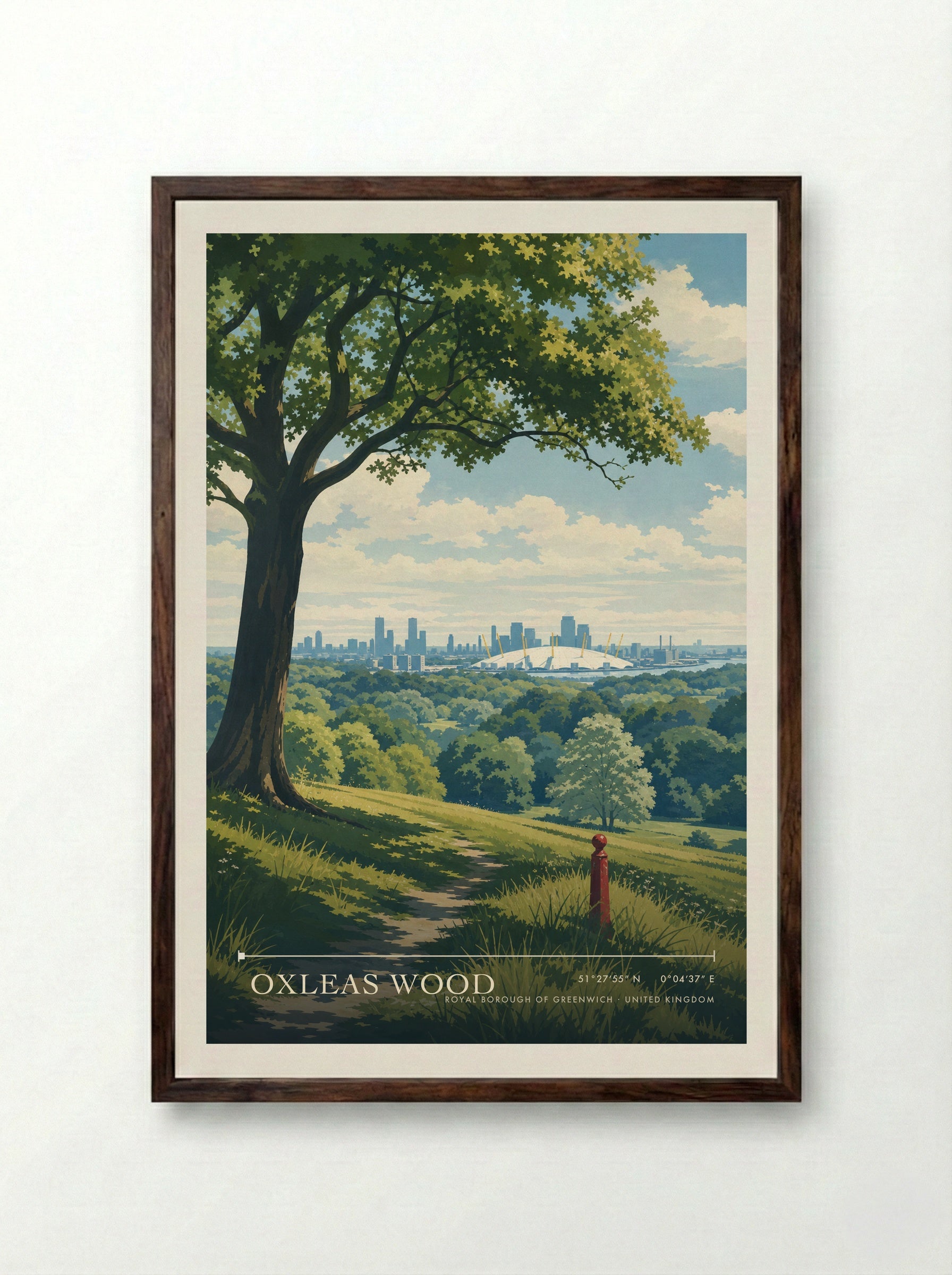 Oxleas Wood Royal Borough of Greenwich United Kingdom Travel Poster - Framed Print Dark Wood