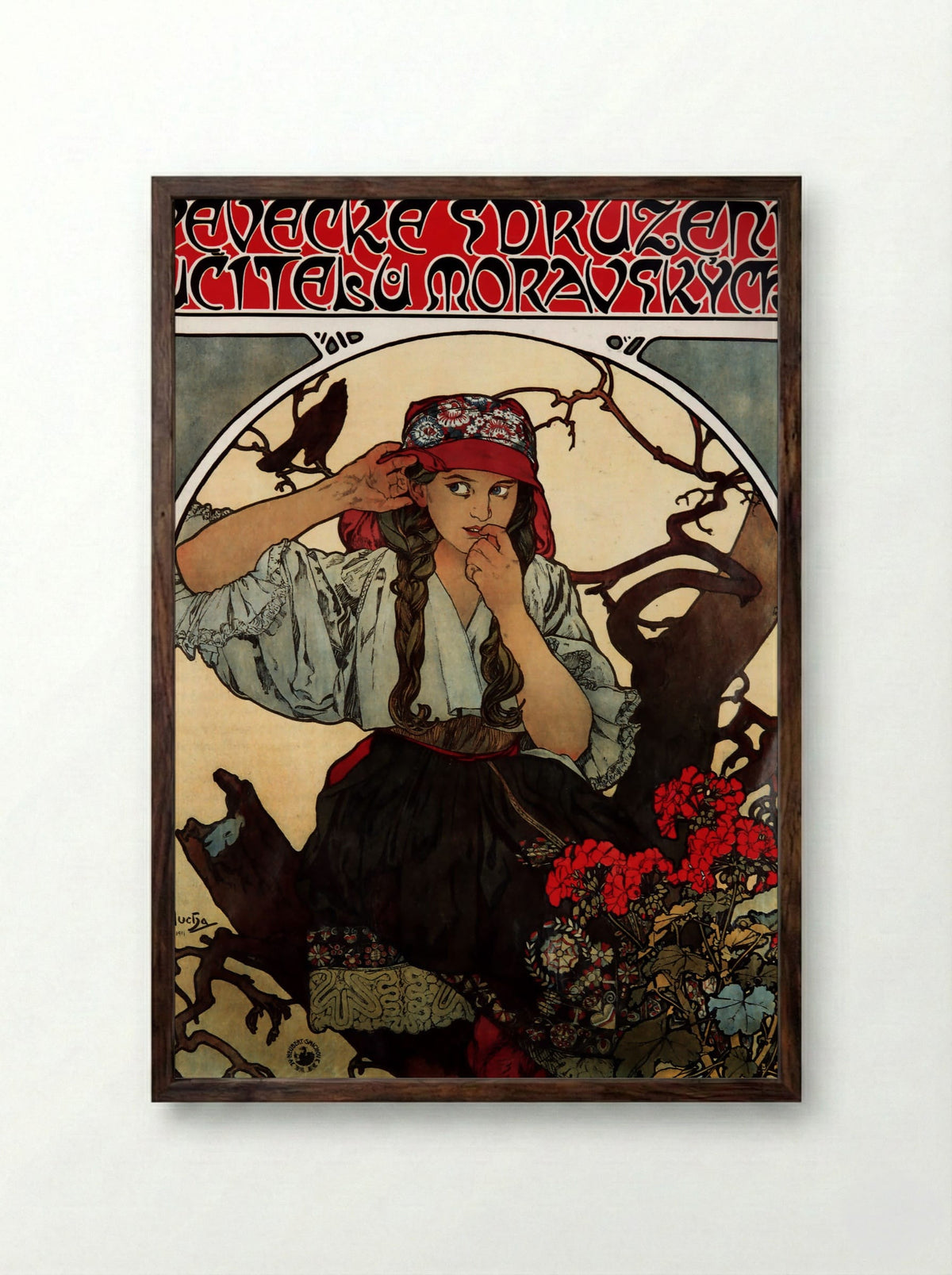 Pěvecké sdružení učitelů moravských - Alphonse Mucha - Framed Print Dark Wood