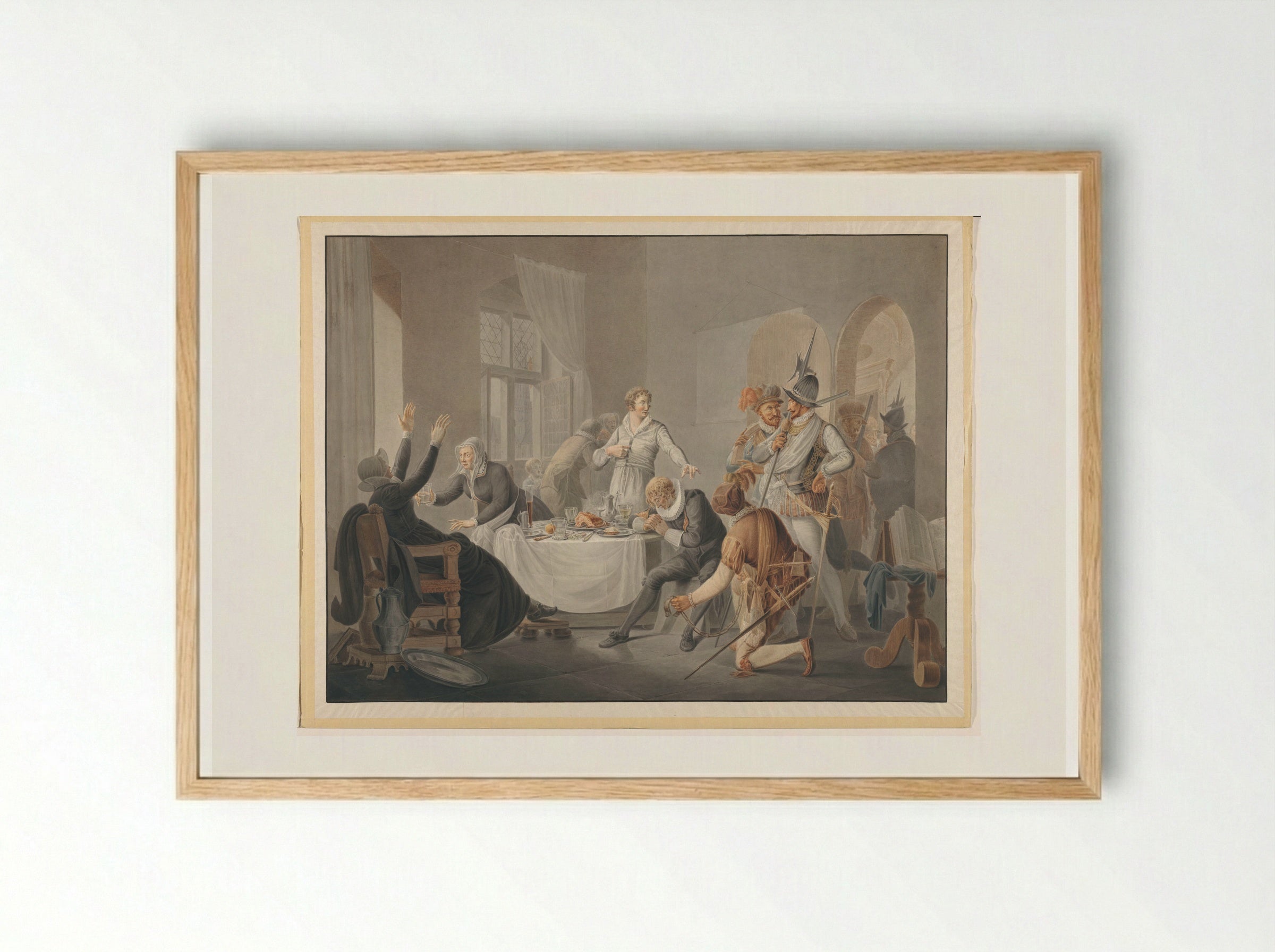 P.D. Hasselaer maakt zich bekend, toen de Spanjaarden zijn broer Claes Dirkz. in zijn plaats gevangen wilden nemen - Pieter Bartholomeusz. Barbiers - Framed Print Wood