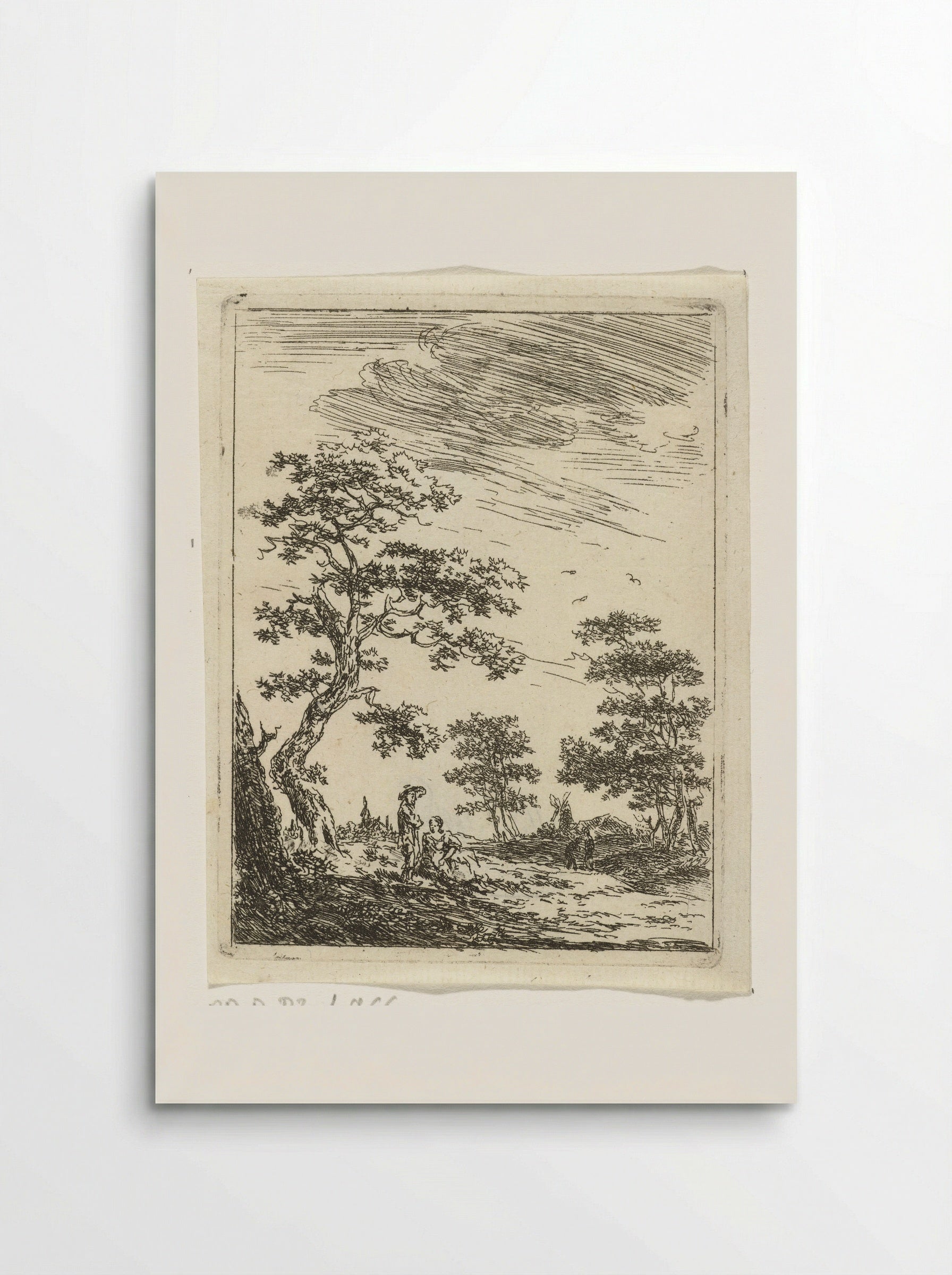 Paar onder boom in landschap - Hermanus van Brussel - Poster