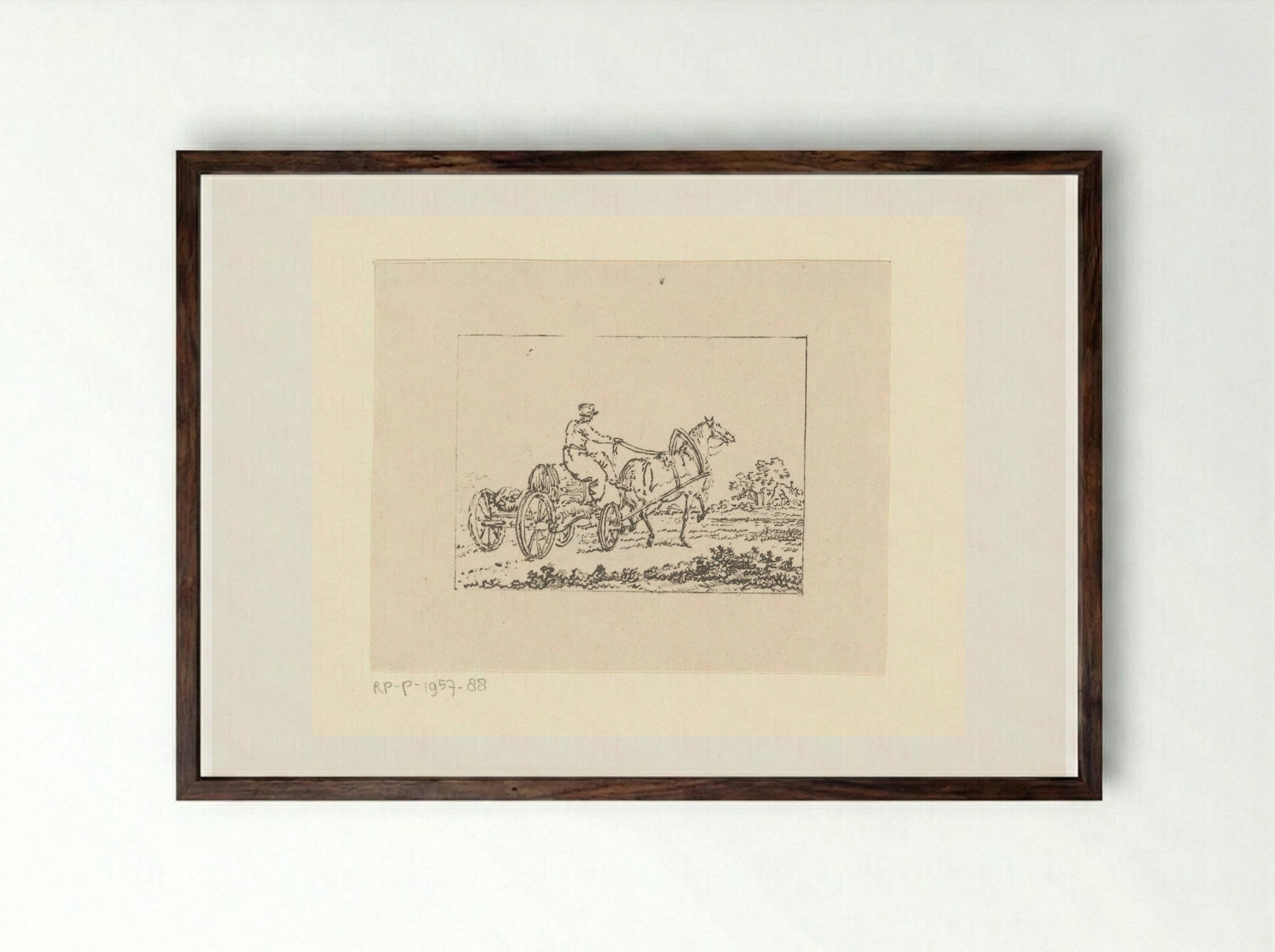 Paard en wagen met ton - Pieter Bartholomeusz. Barbiers - Framed Print Dark Wood