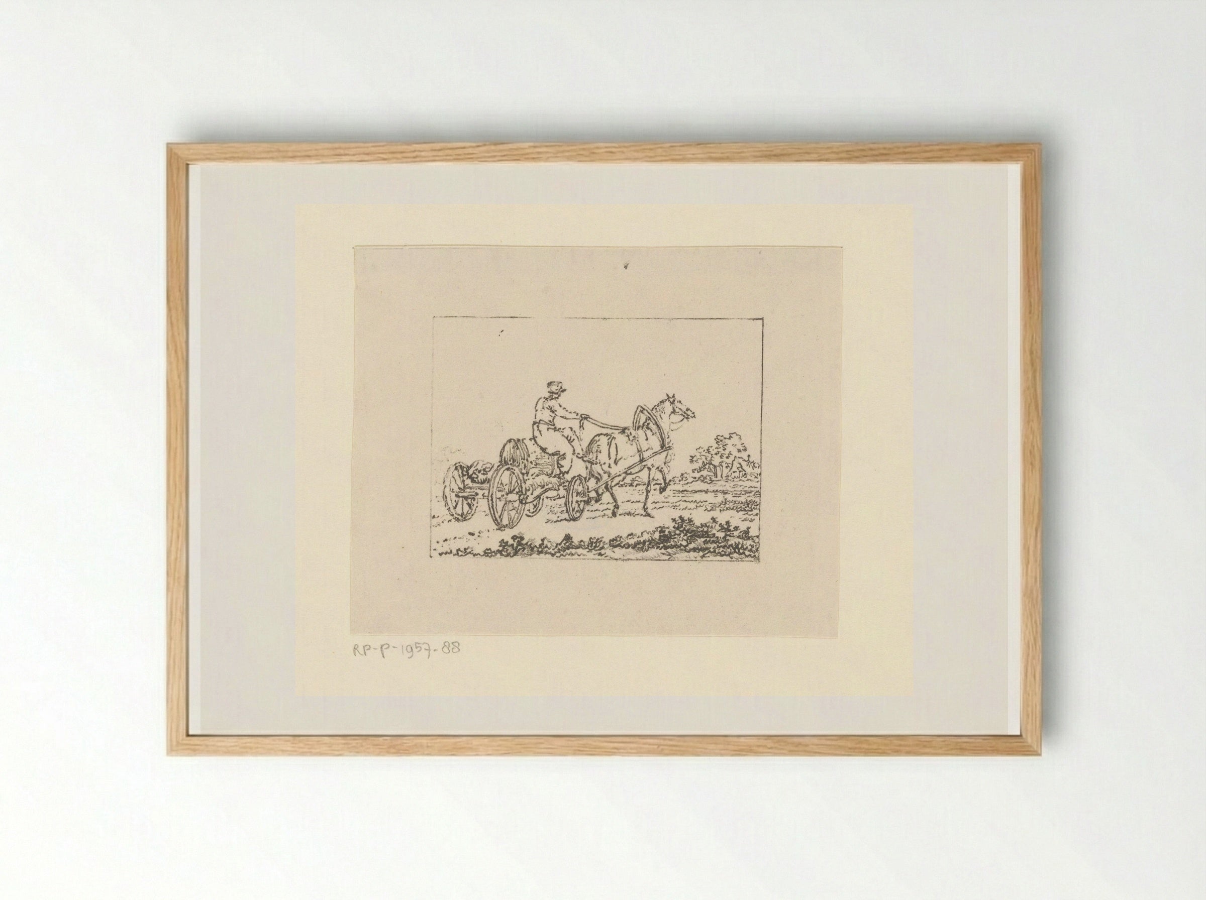 Paard en wagen met ton - Pieter Bartholomeusz. Barbiers - Framed Print Wood