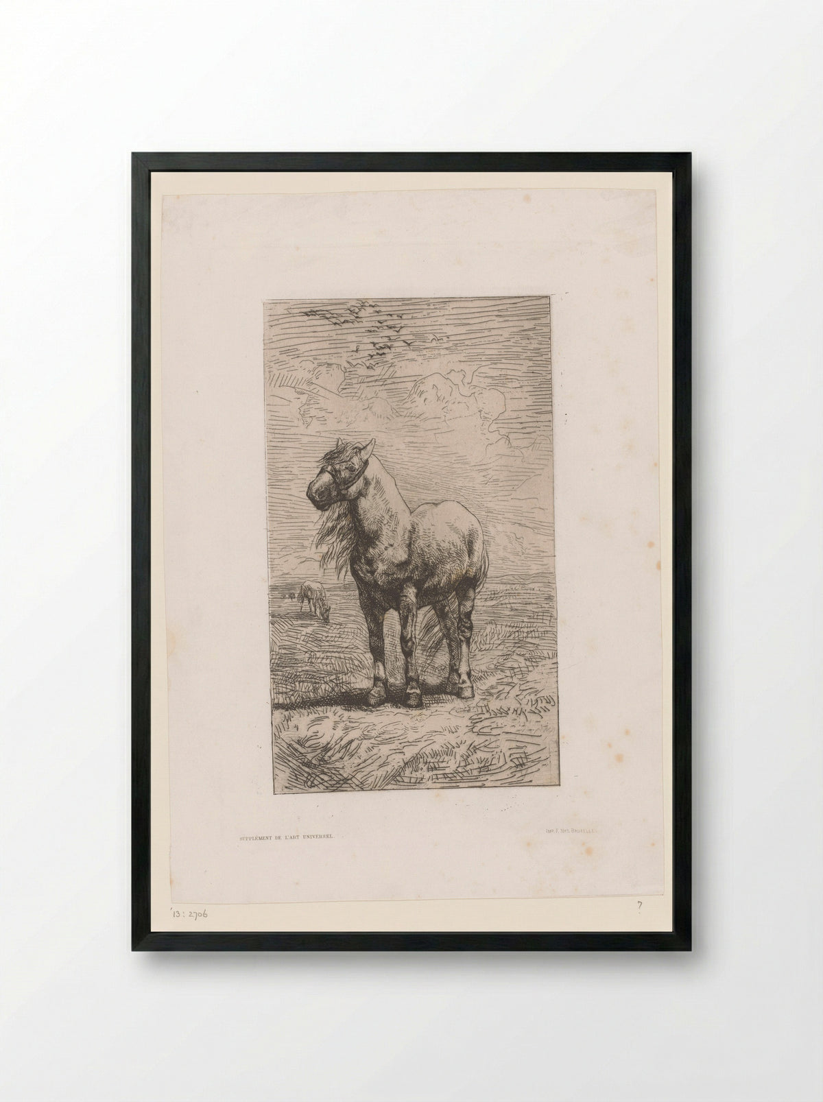 Paard in landschap - Félicien Rops - Framed Print Black