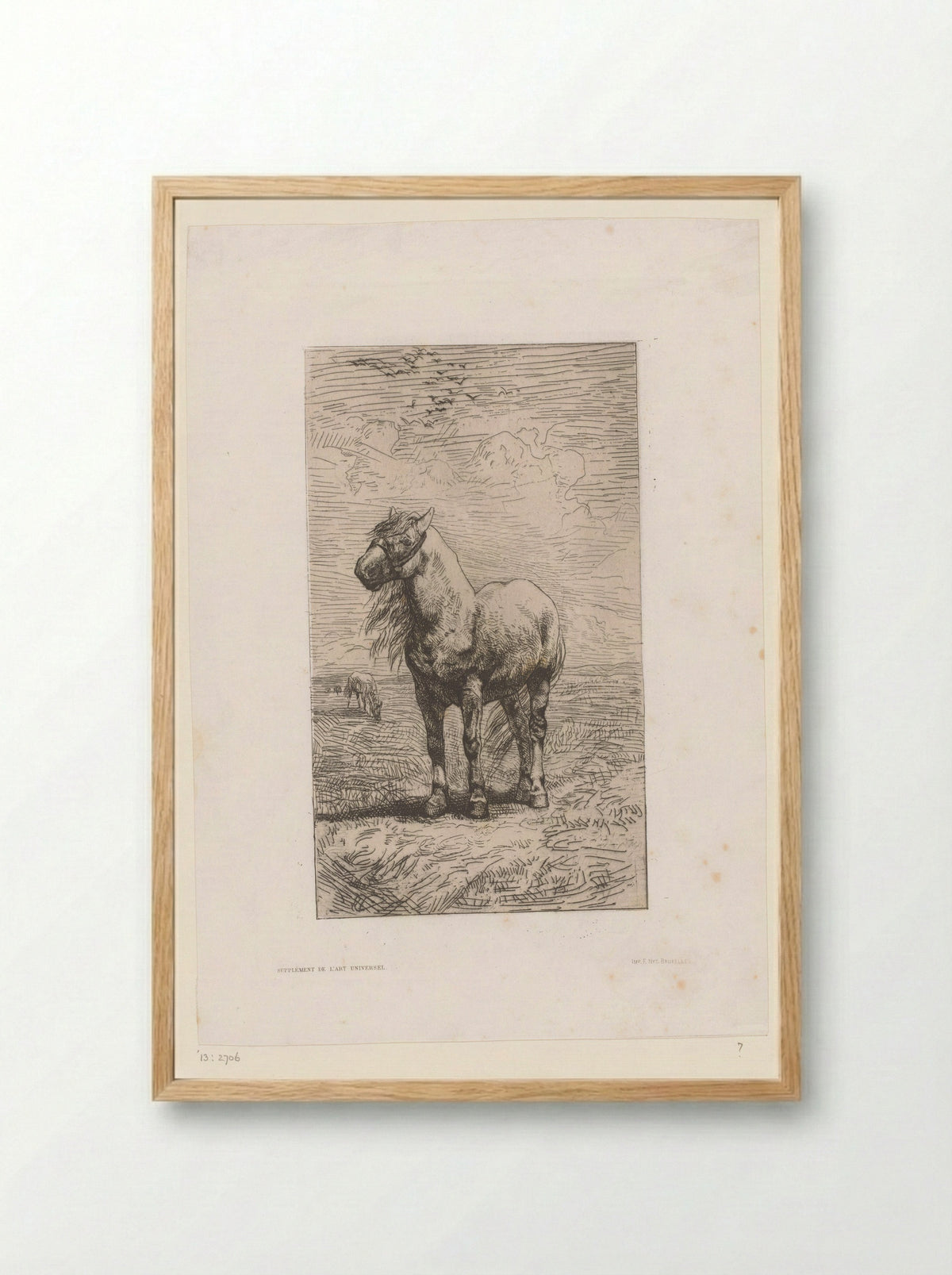 Paard in landschap - Félicien Rops - Framed Print Wood