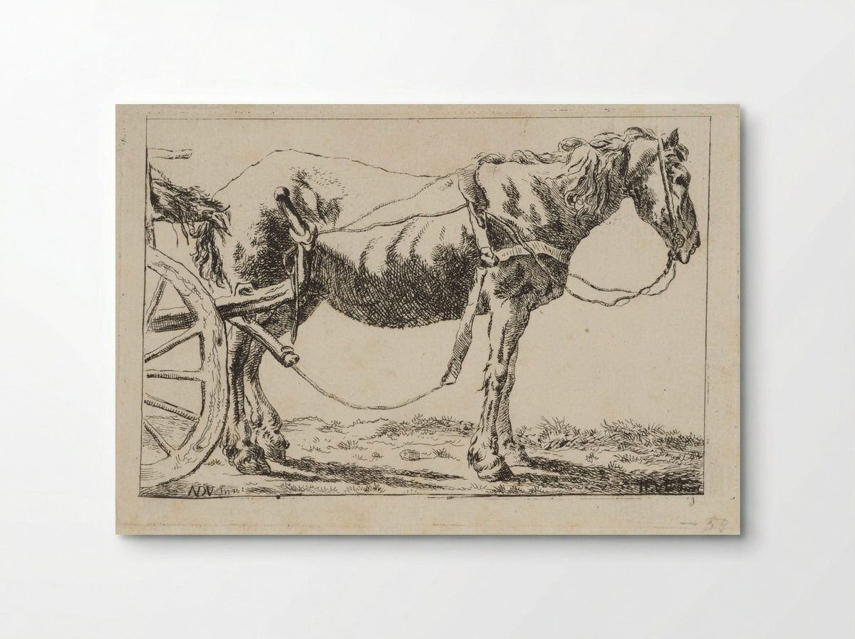 Paard voor een kar ingespannen - Jacob Elias van Varelen - Poster