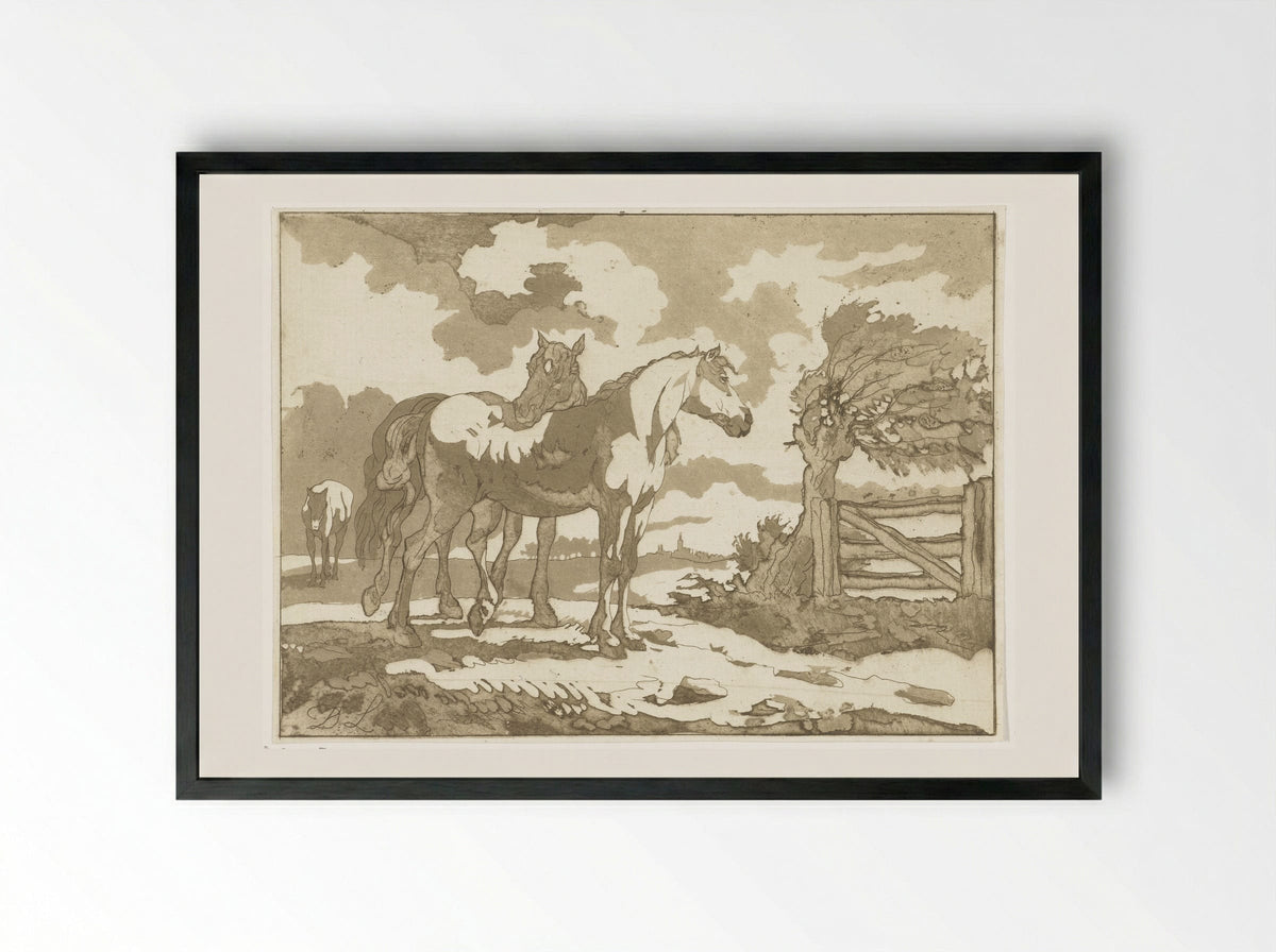Paarden (Horses) - Anthonie van den Bos - Framed Print Black