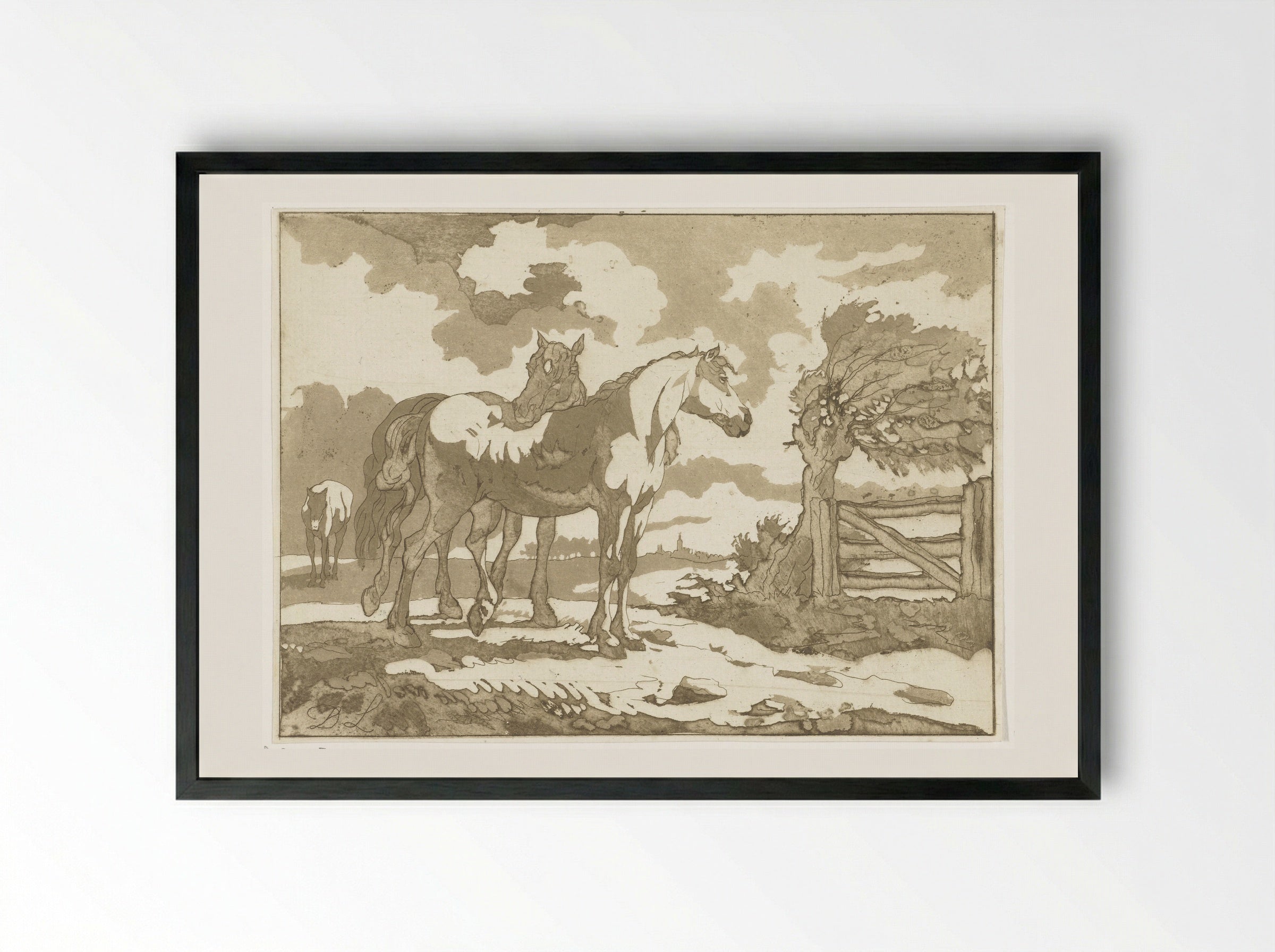 Paarden (Horses) - Anthonie van den Bos - Framed Print Black