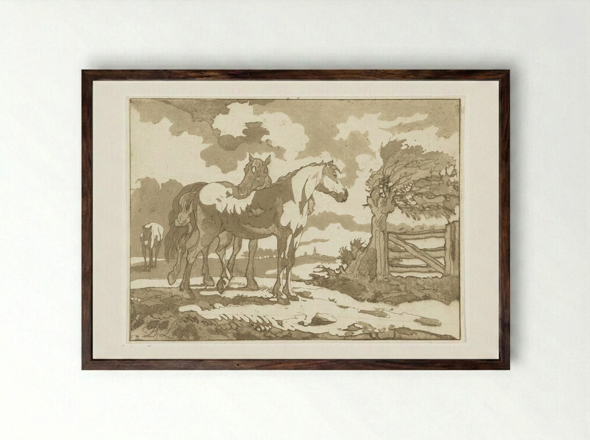 Paarden (Horses) - Anthonie van den Bos - Framed Print Dark Wood