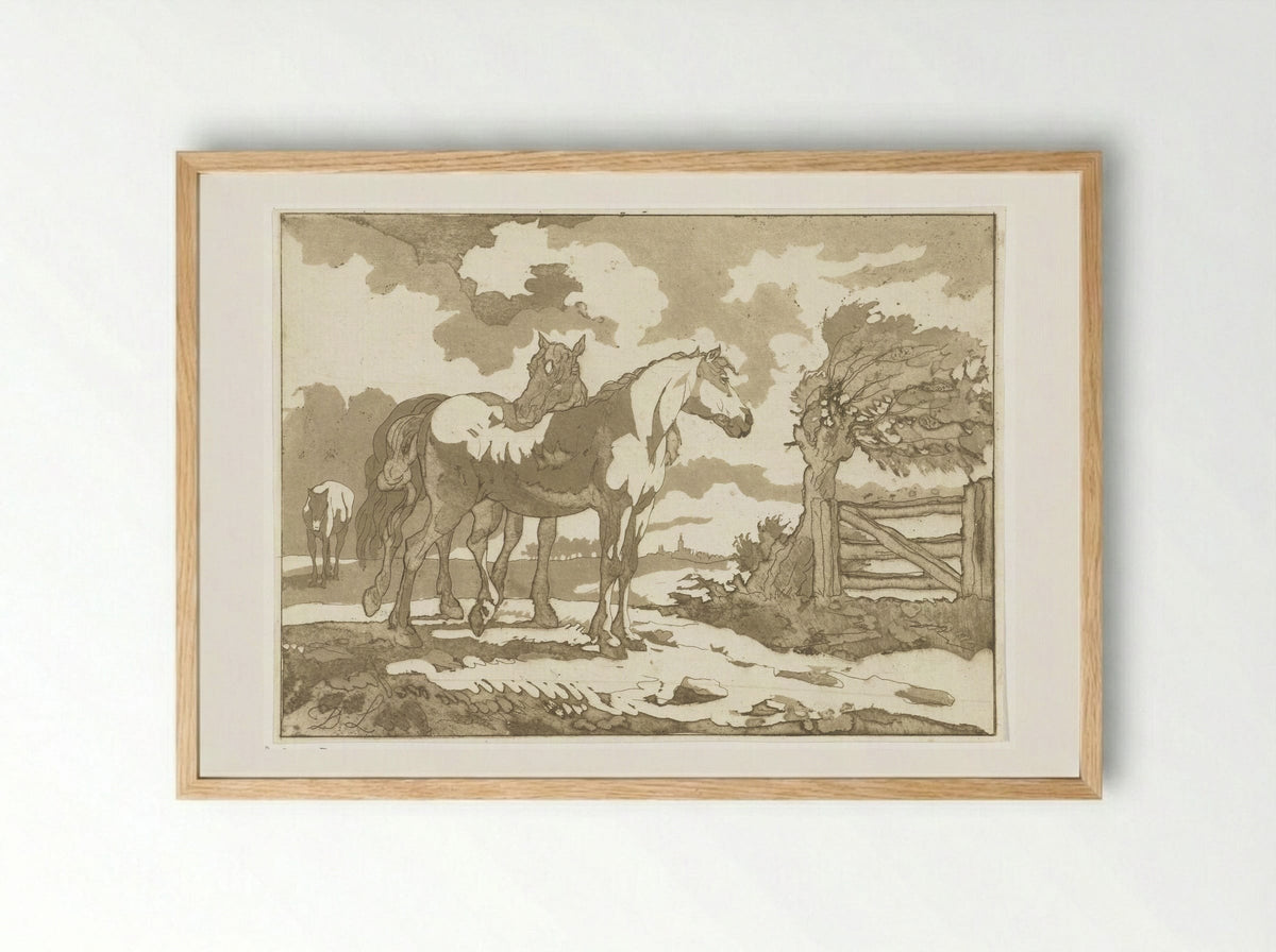 Paarden (Horses) - Anthonie van den Bos - Framed Print Wood