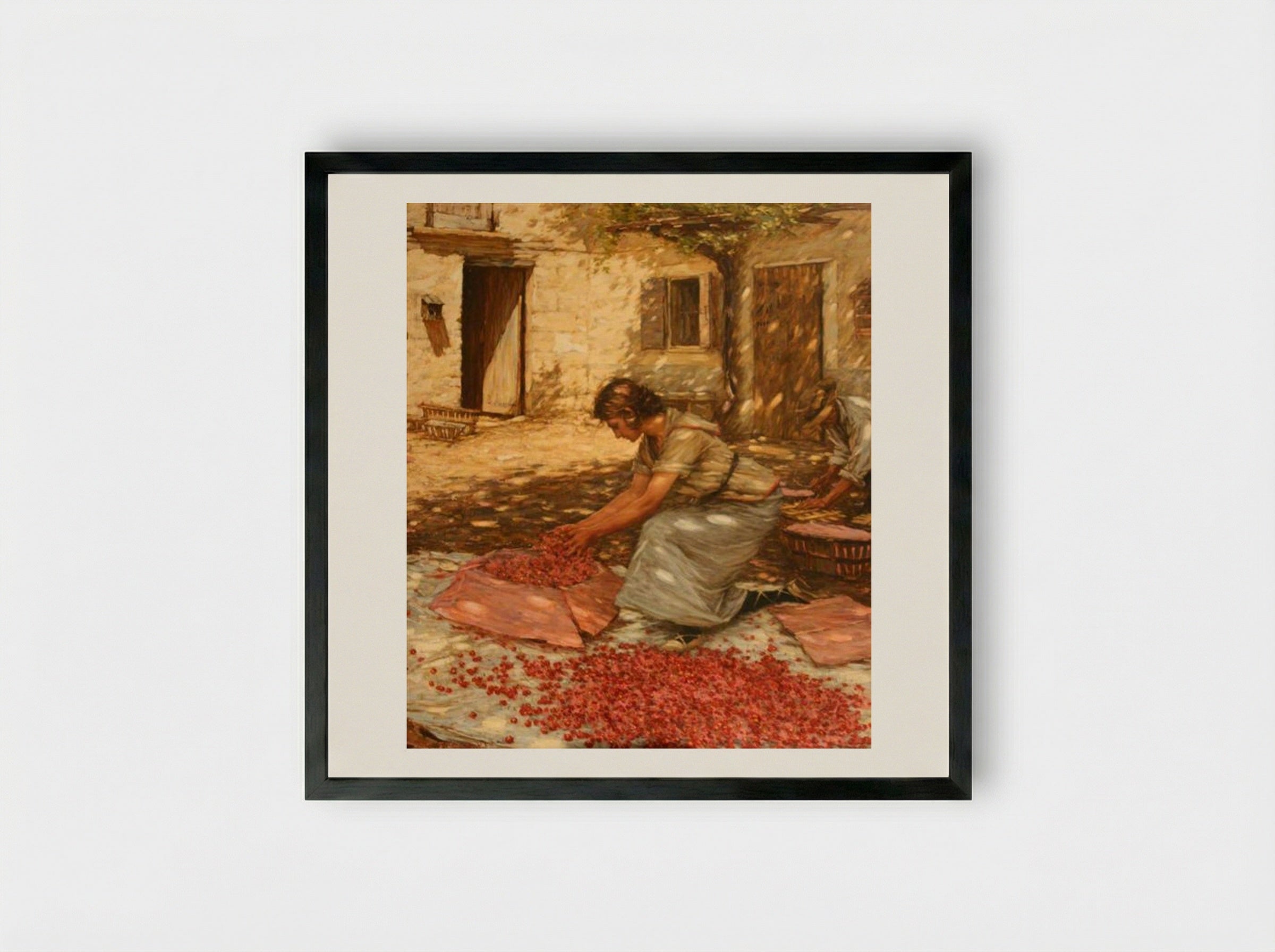 Packing Cherries in Provence, France - Henry Herbert La Thangue - Framed Print Black